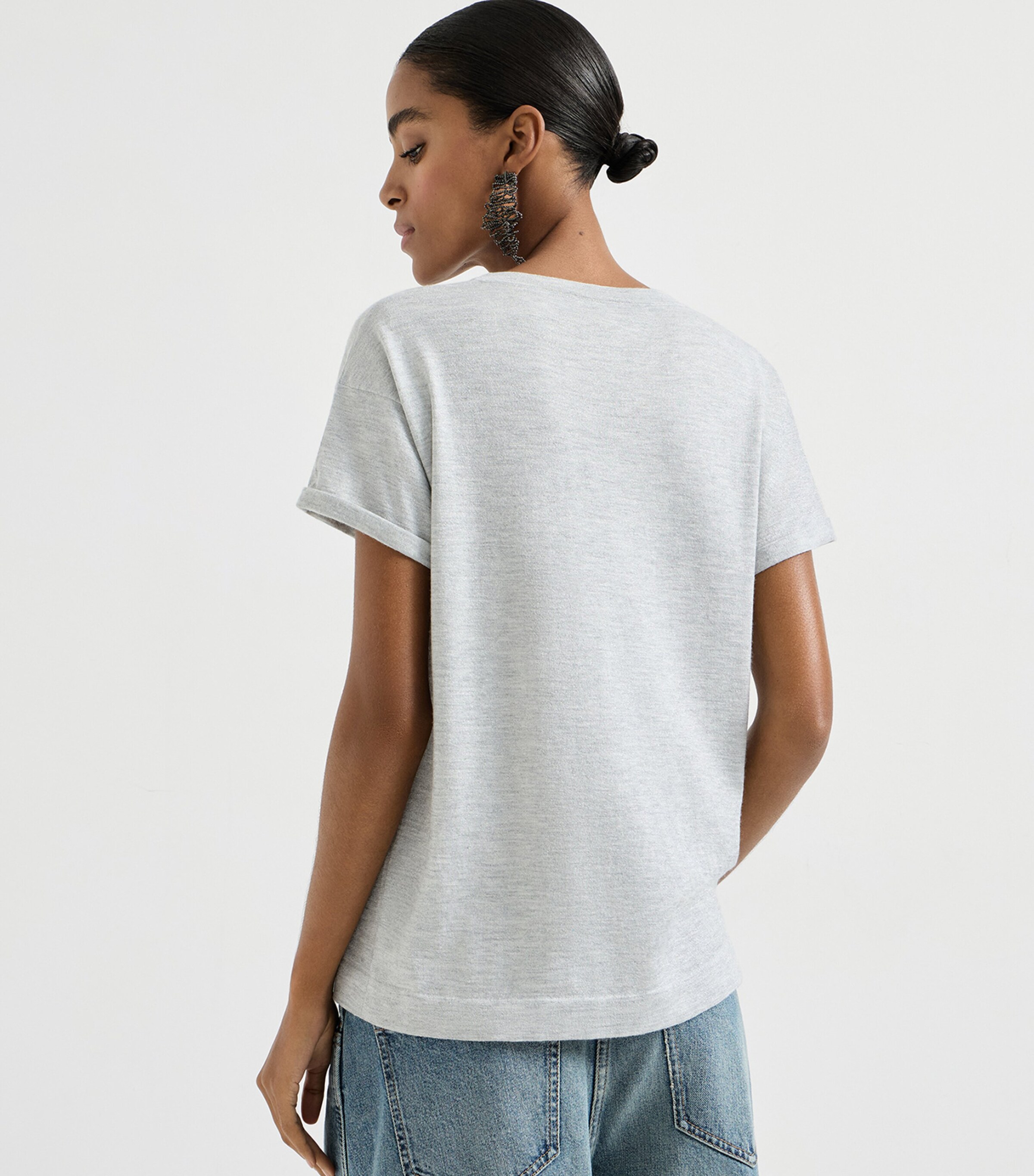 Brunello Cucinelli Womens Cashmere-Blend Sparkling T-Shirt Image 4