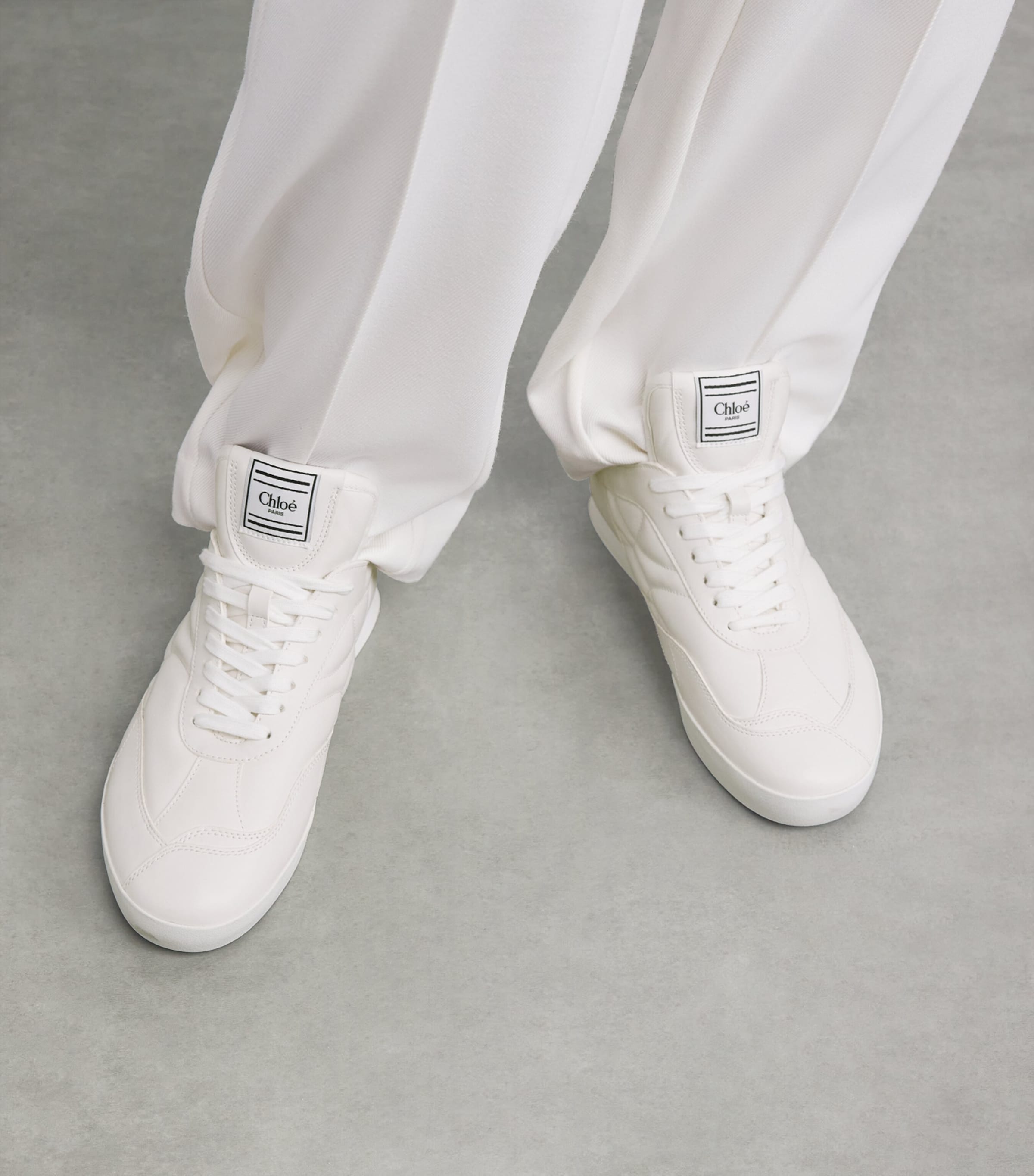 Chloé Womens Leather Kick Low-Top Sneakers Winter Wht Image 2