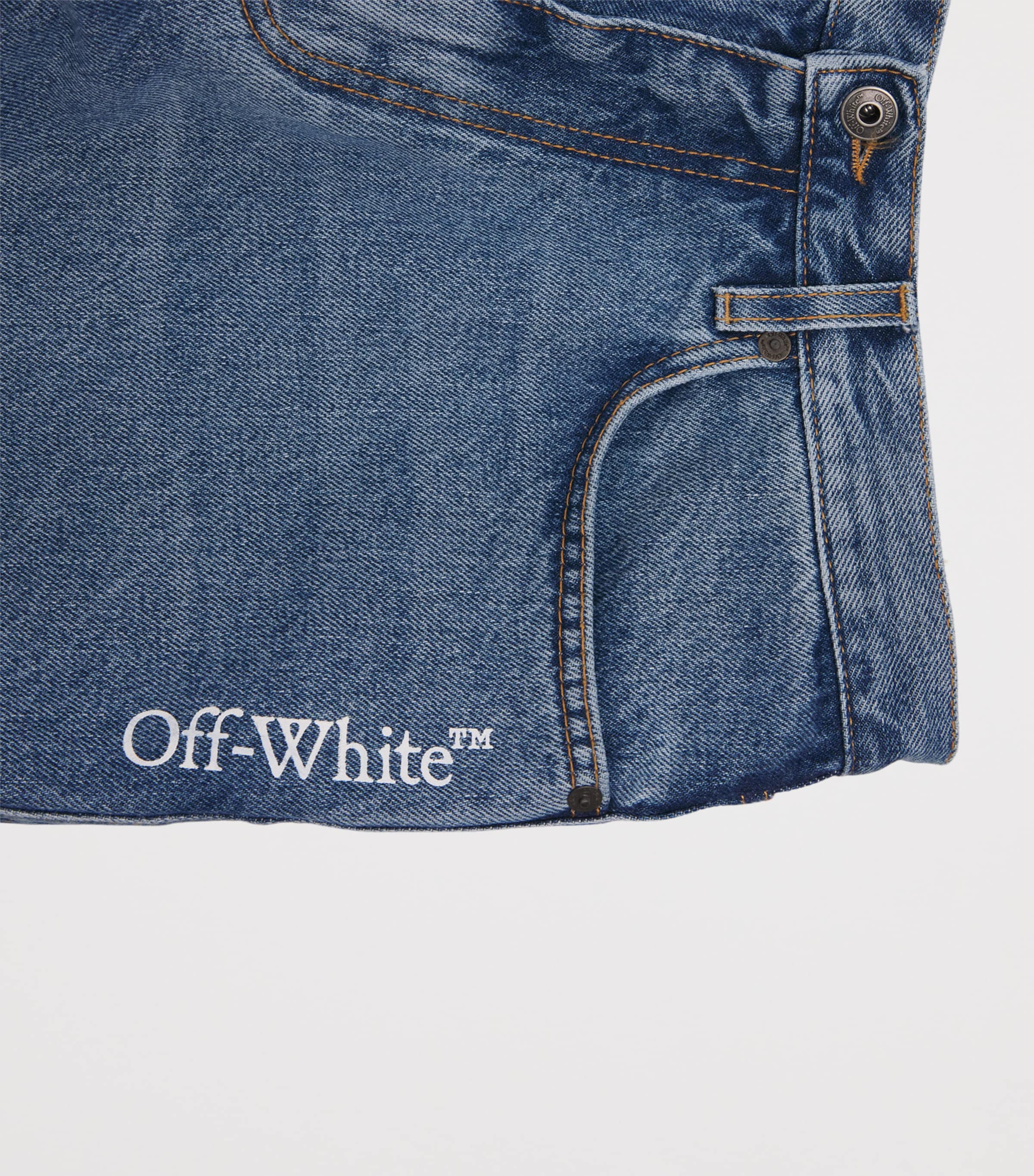 Off-White Mens Half Arrow Twist Wide-Leg Jeans Light Medi Image 6