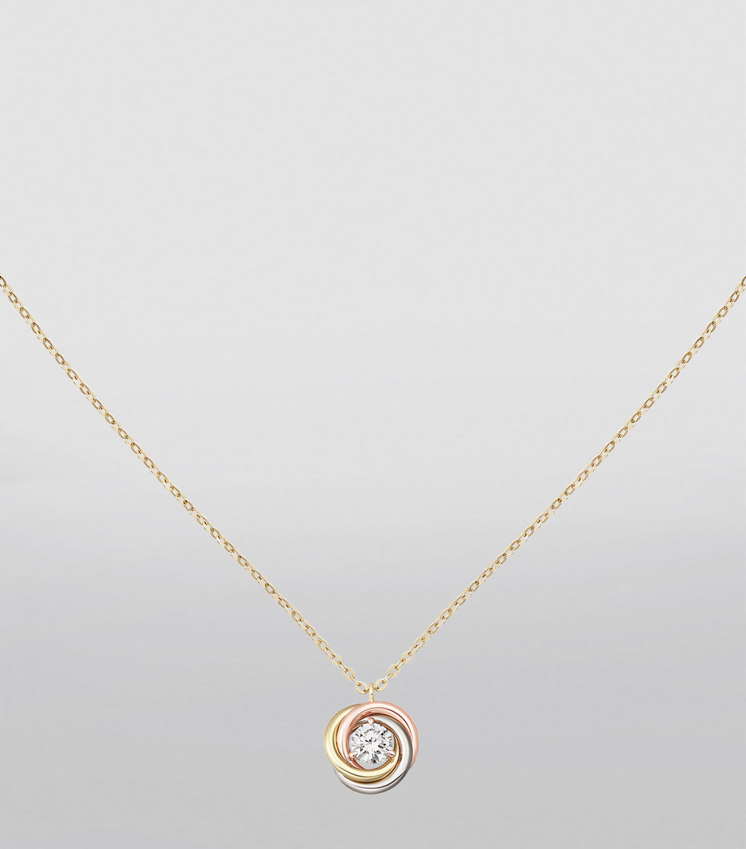 Mixed Gold and Diamond Trinity Necklace (40-44cm) MIXED GOLD Image 4