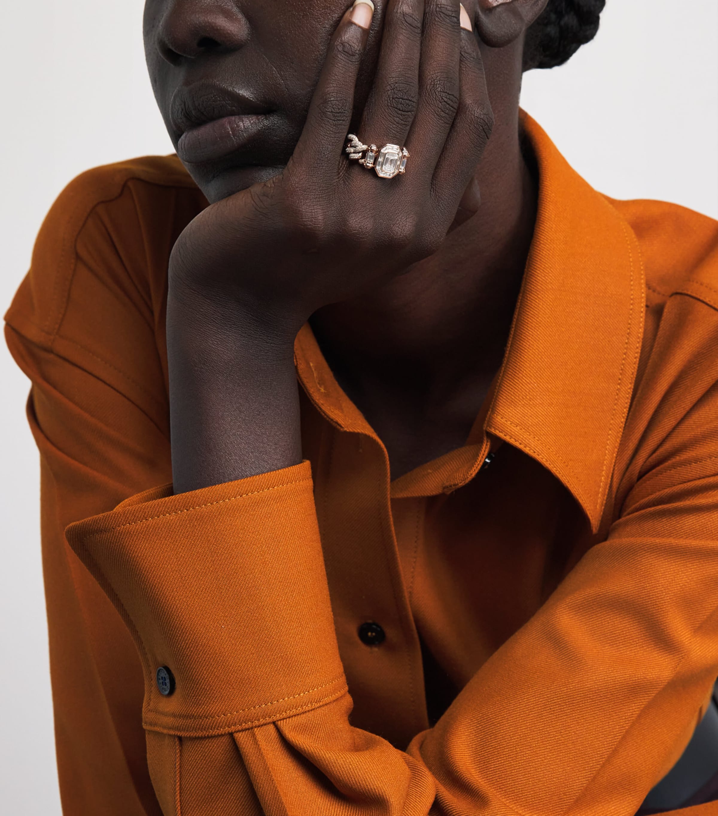 Rose Gold and Diamond Pavé Link Ring ROSE GOLD Image 5