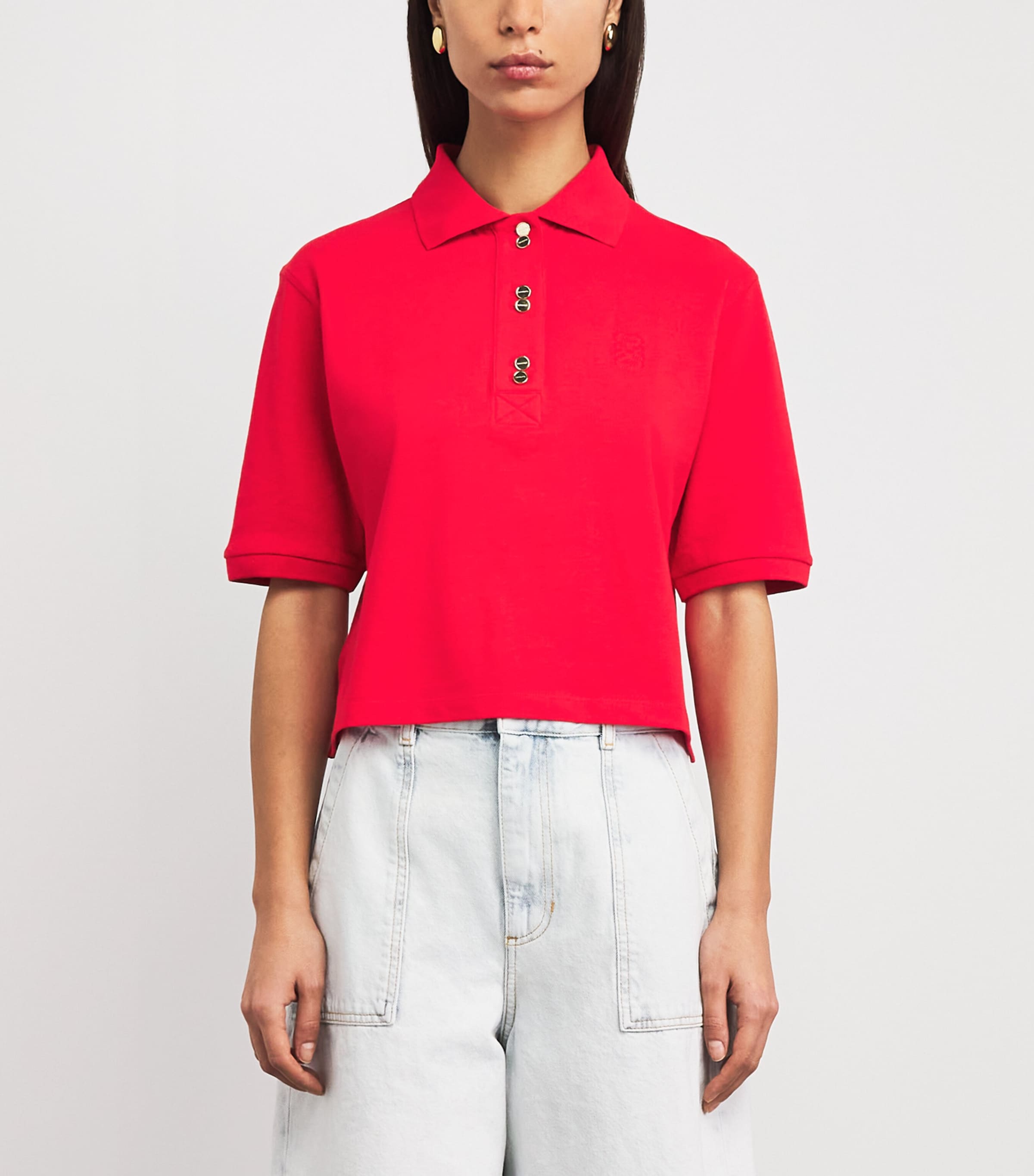 Sandro Paris Womens Cotton Polo Shirt Red Image 4