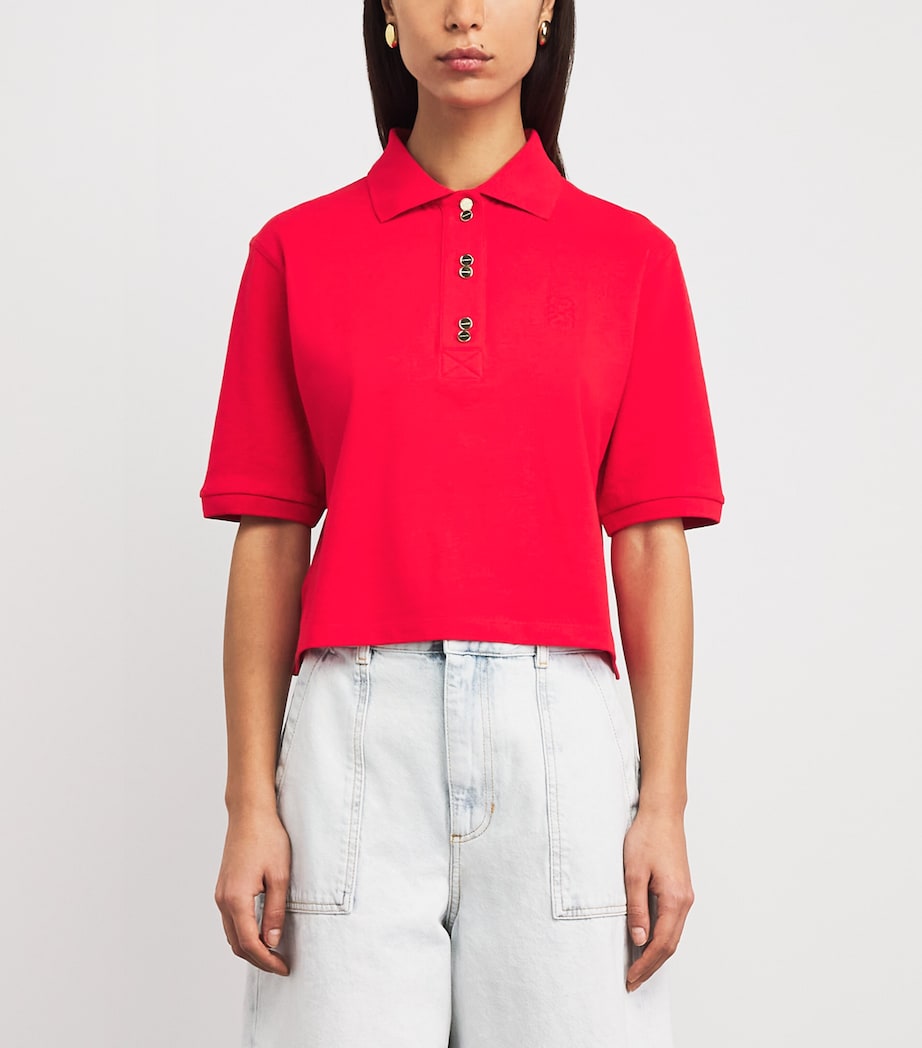 Sandro Paris Womens Cotton Polo Shirt Red Image 4