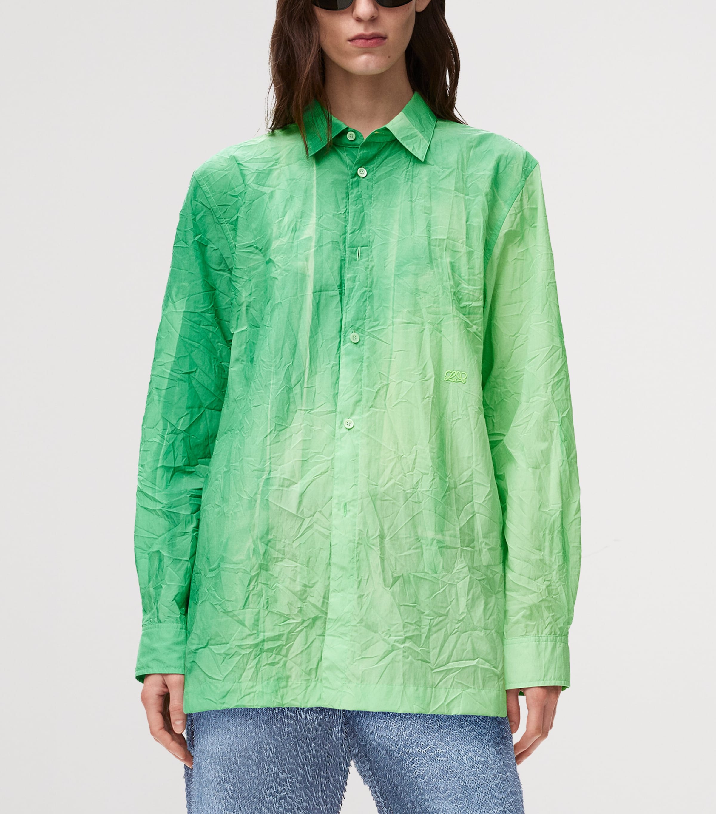 LOEWE Womens Cotton-Blend Gradient Shirt Green Image 2