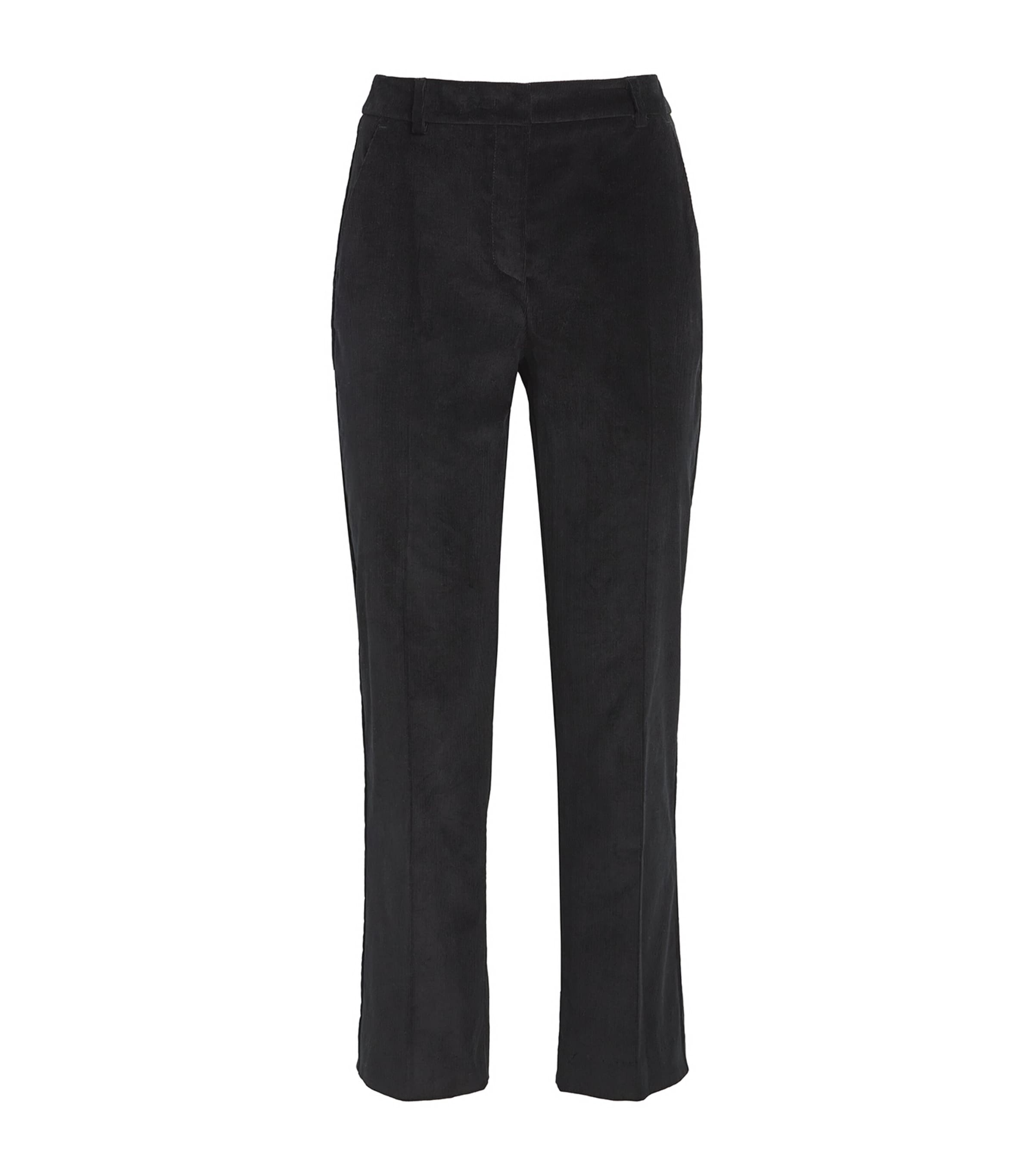 Shop Weekend Max Mara Stretch-corduroy Cropped Straight Trousers In Black