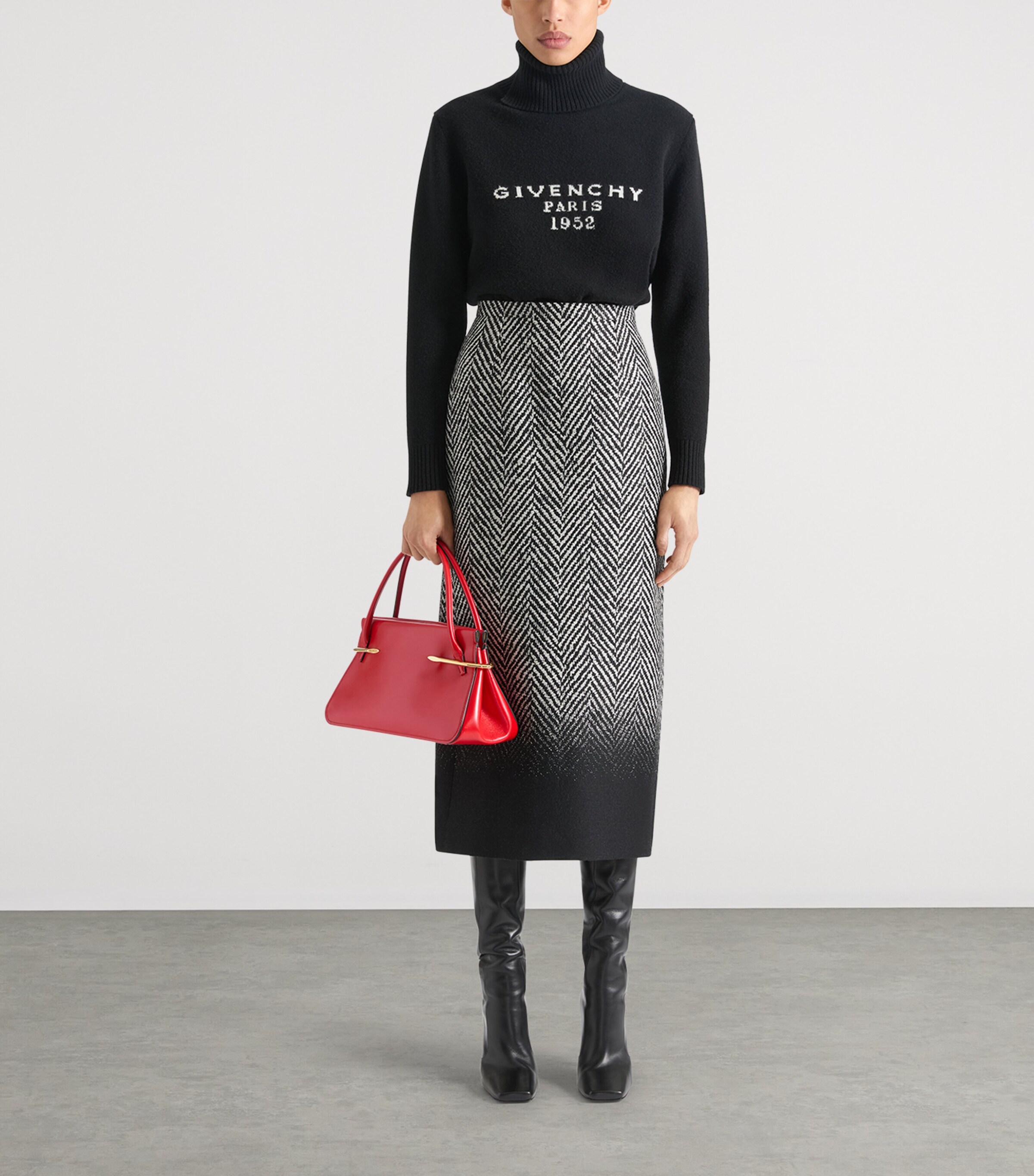 Medium Leather Pinch Top-Handle Bag DEEP RED Image 2