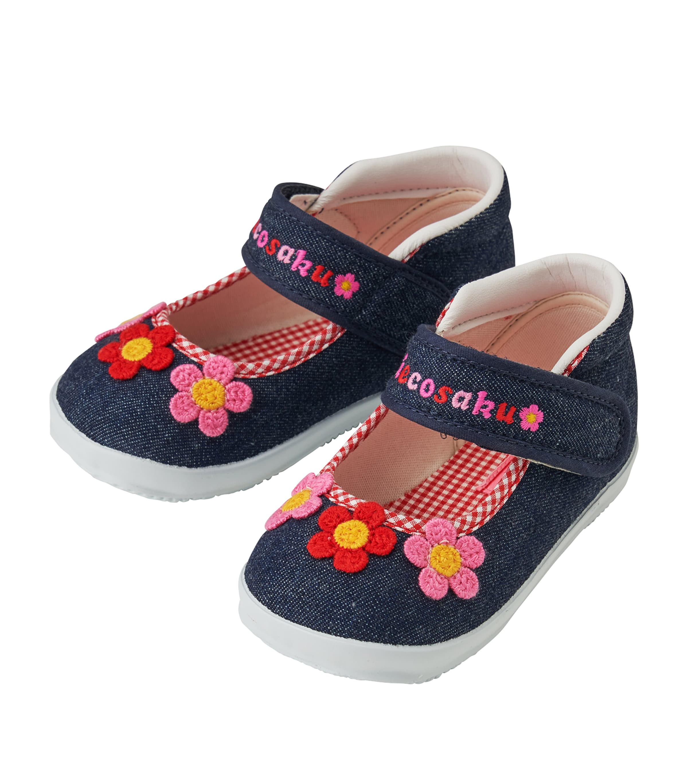 Miki House Kids' Flower-embroidered Shoes In Navy
