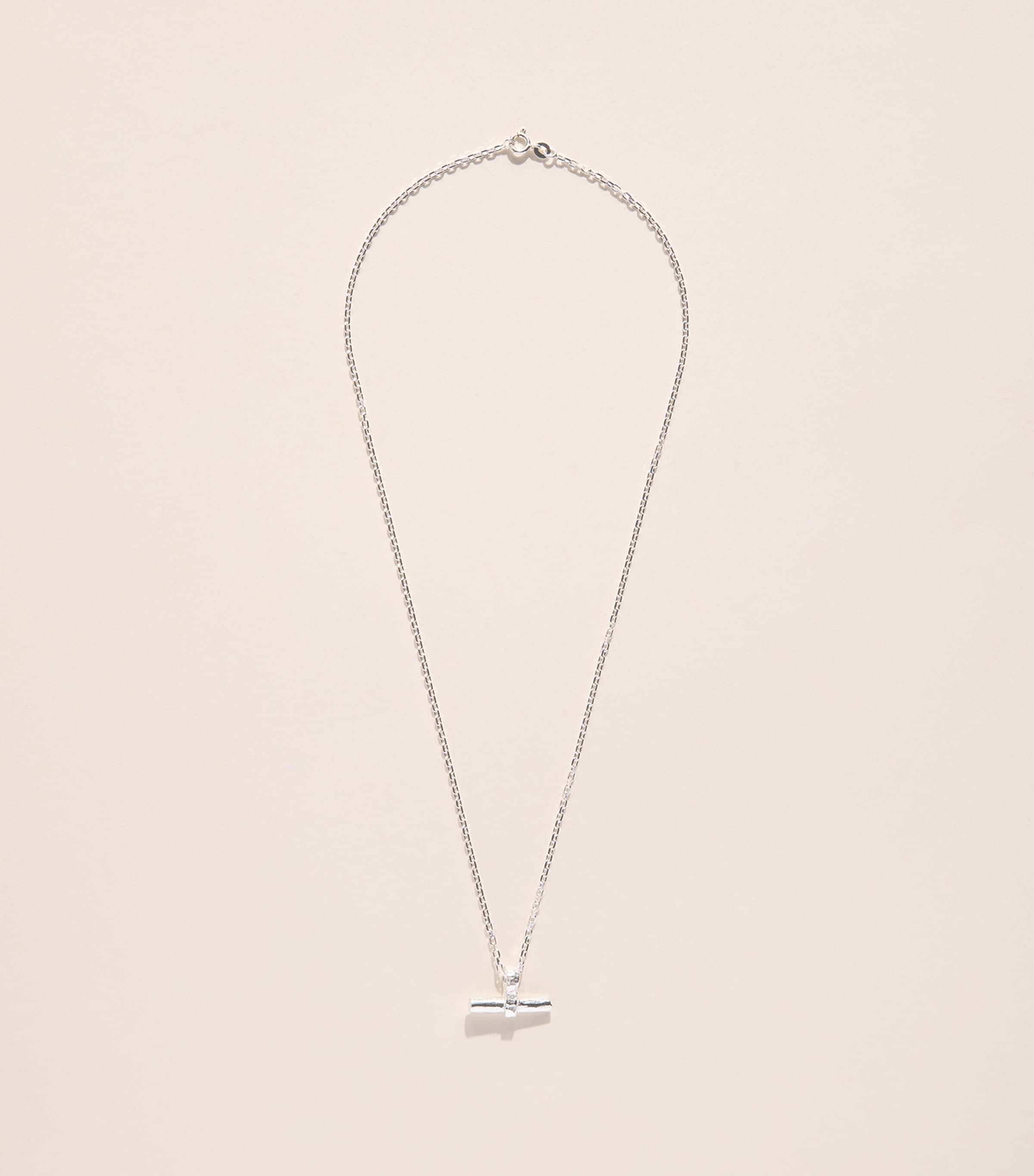 THE OUZE Sterling Silver T-Bar Necklace Silver Image 3