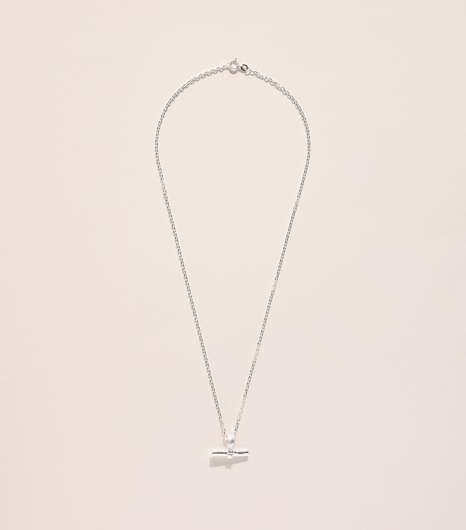 THE OUZE Sterling Silver T-Bar Necklace Silver Image 3