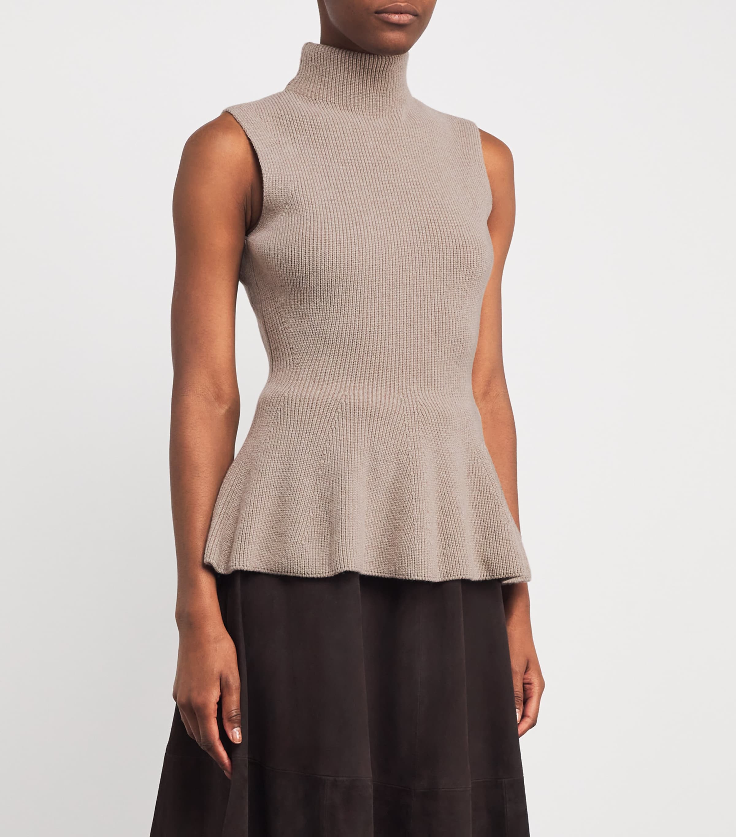 Róhe Black Wool-Cashmere Sleeveless Peplum Top | Harrods US