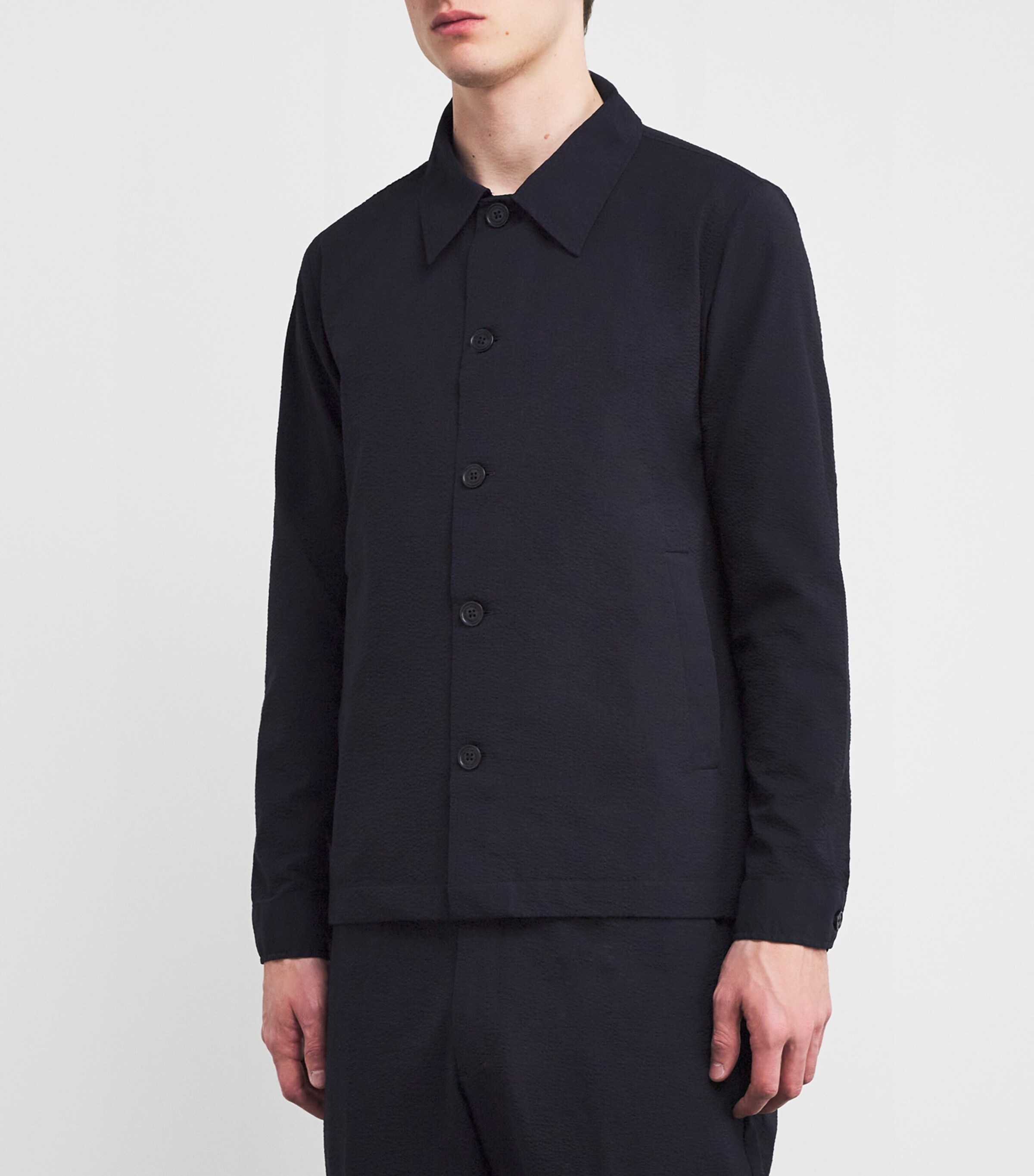 NN07 Mens Seersucker Zander Overshirt Navy Blue Image 3