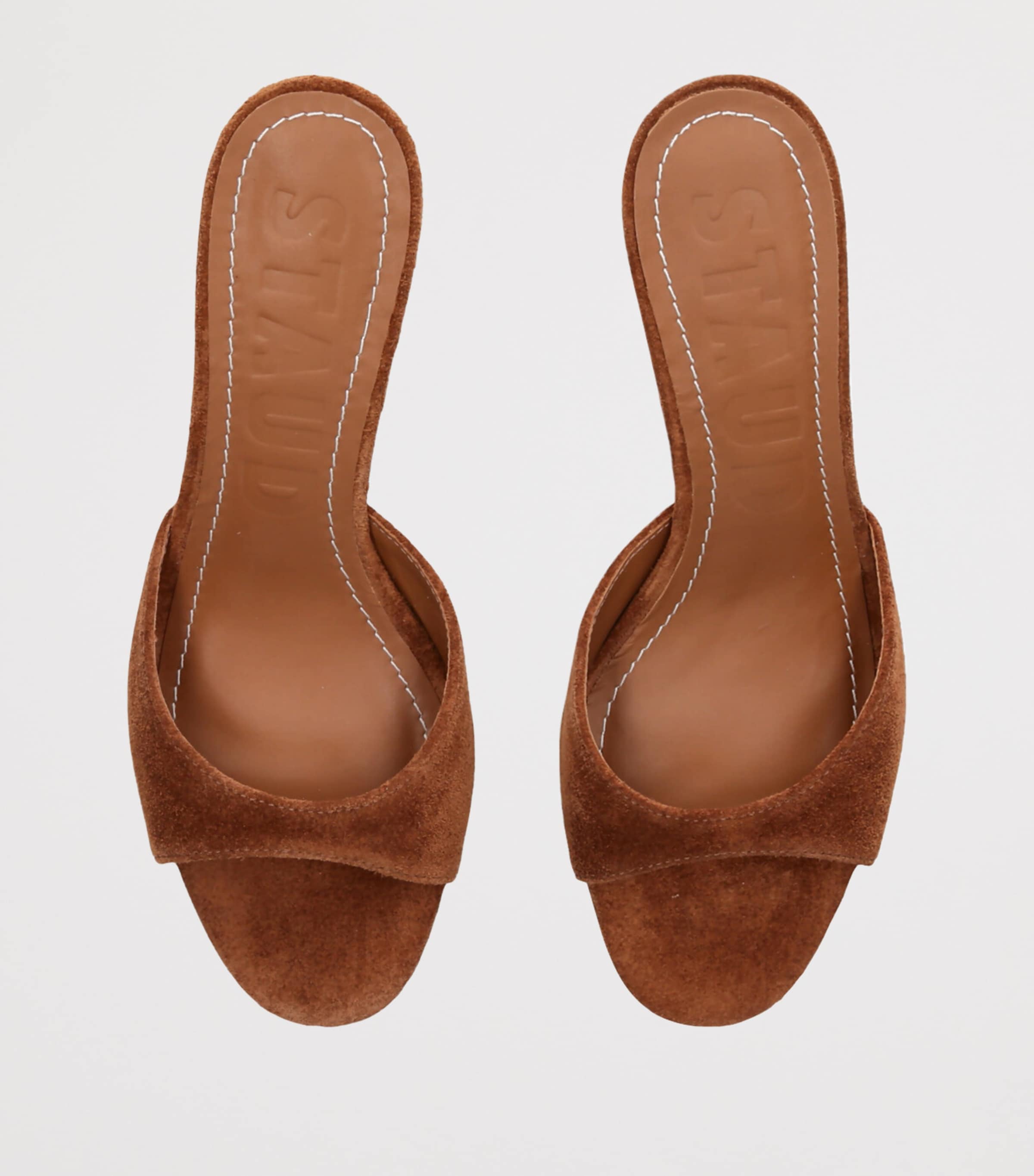 STAUD Suede-Raffia Brigitte Wedge Sandals 60 Tan Comb Image 4