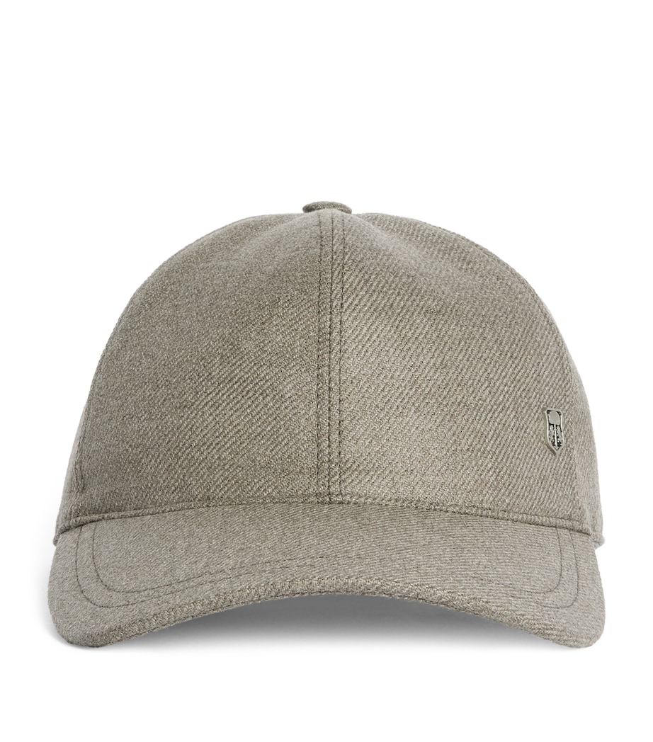 Corneliani Virgin Wool Crest Baseball Cap Natural/beige Image 1