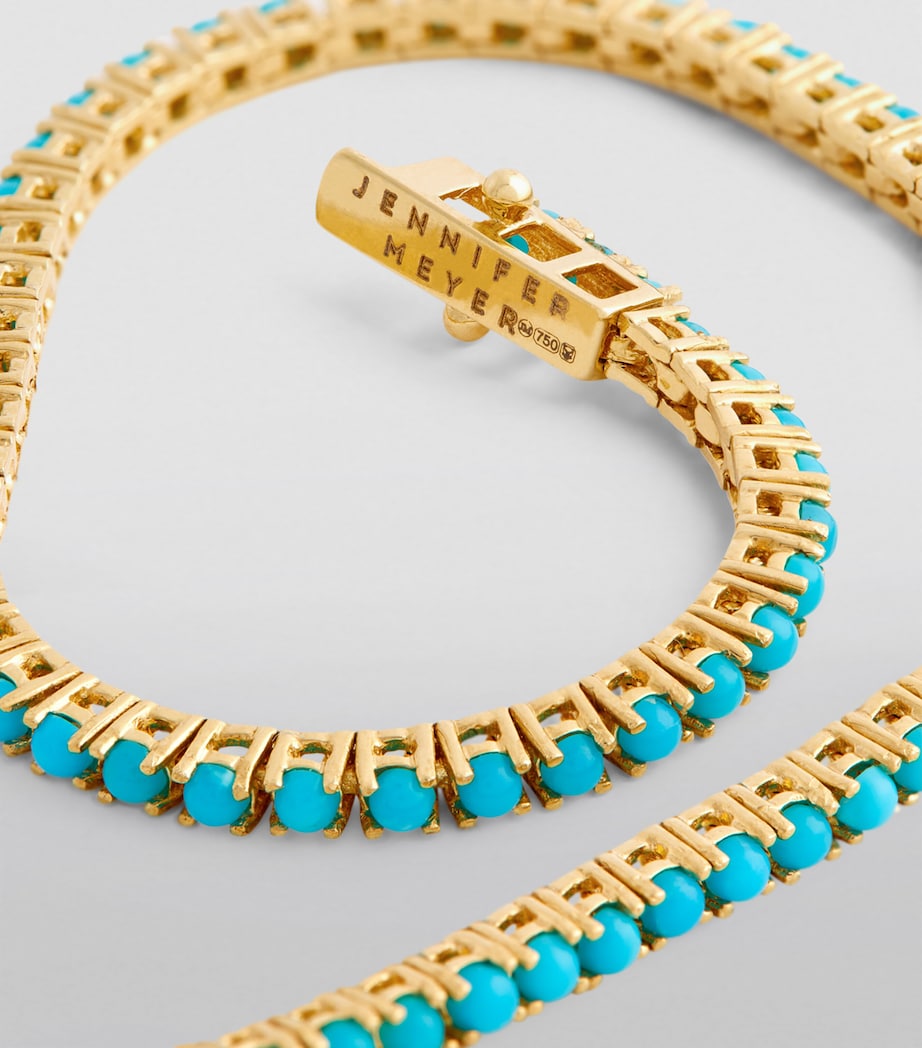 Jennifer Meyer Yellow Gold and Turquoise 4-Prong Tennis Bracelet Yellow Gold Image 6