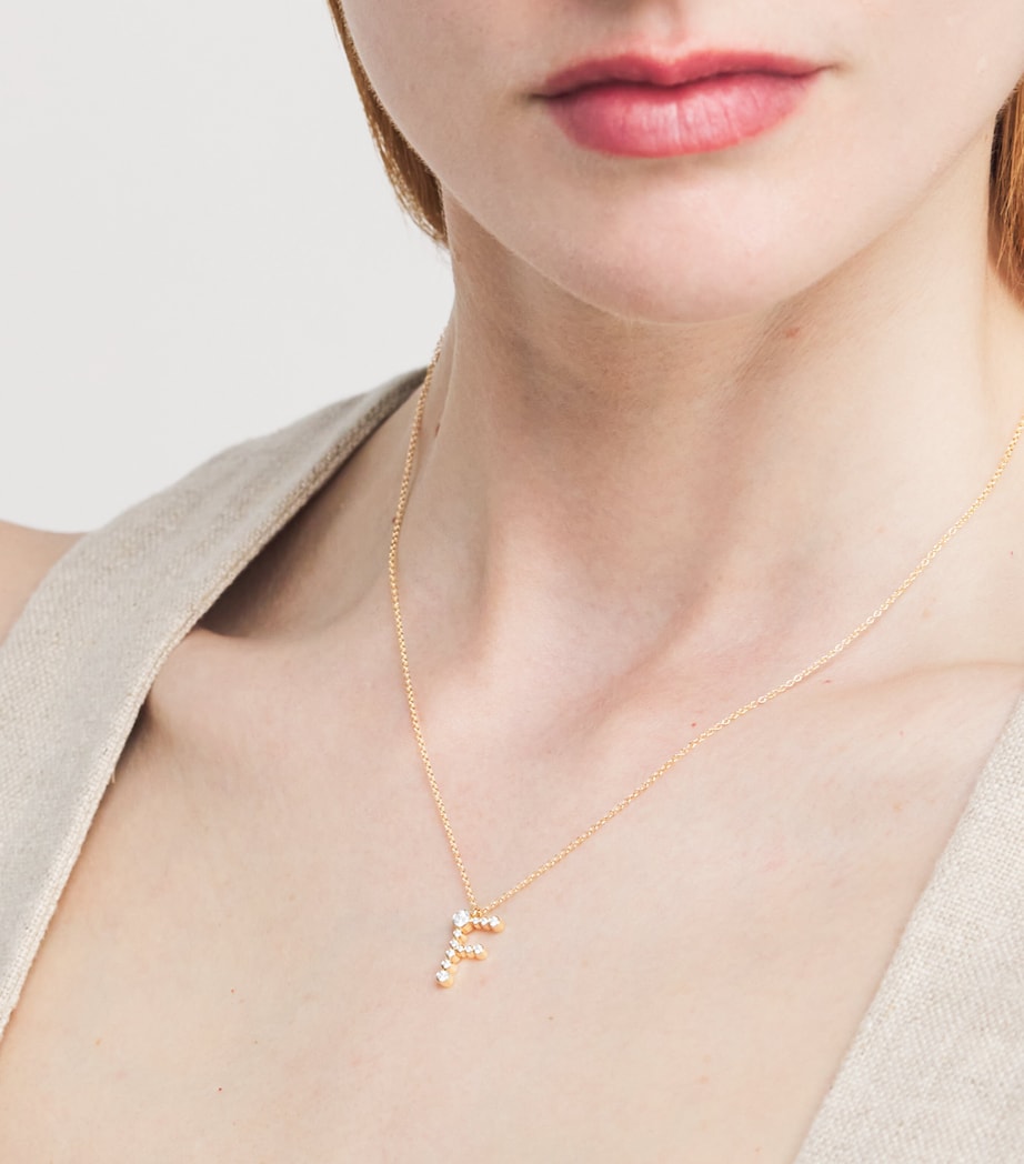 Yellow Gold and Diamond Soprano 'F' Necklace YELLOW GOLD Image 2