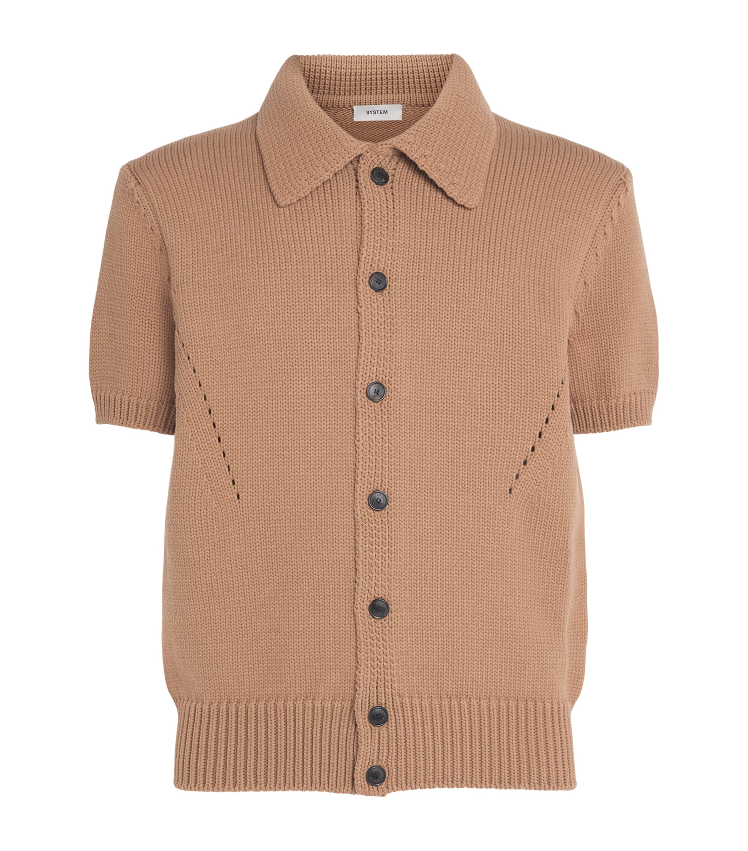 System Mens Cotton-Blend Collar Cardigan Camel Image 1