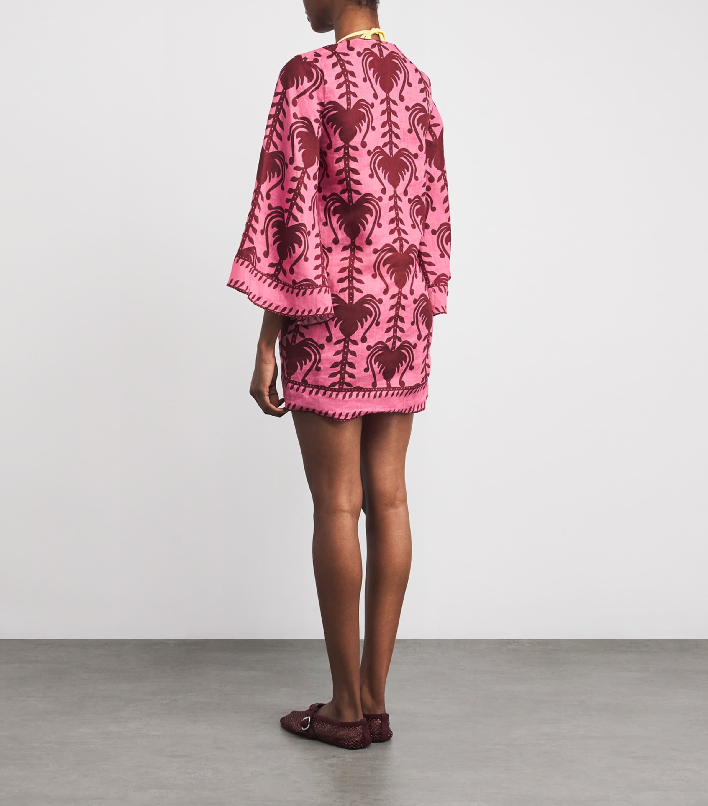 Linen Savannah Tunic Mini Dress PINK/CHERRY WILD Image 3