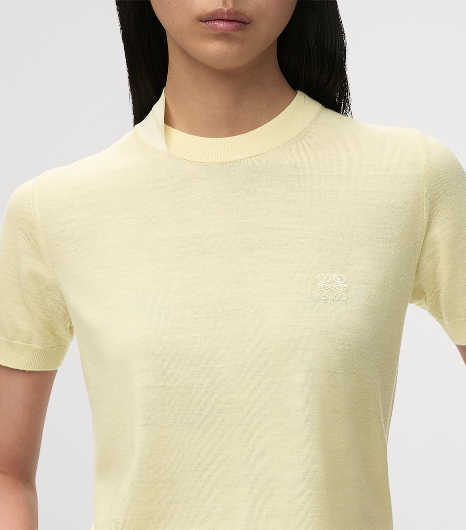 LOEWE Womens Wool-Blend Anagram Top Light Yellow/white Image 5