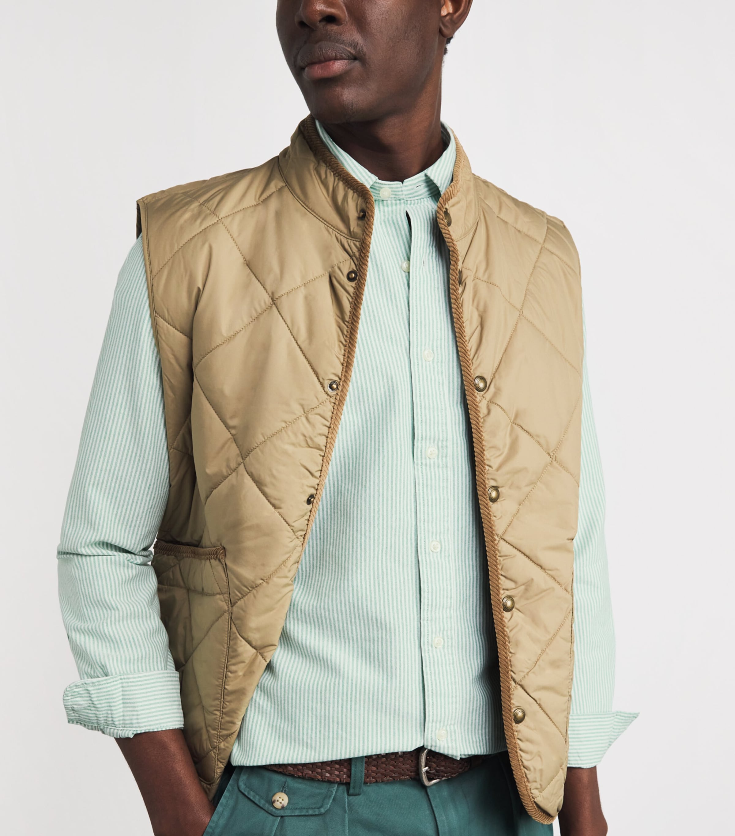 Custom Fit Stripe Oxford Shirt GREEN WHITE Image 6