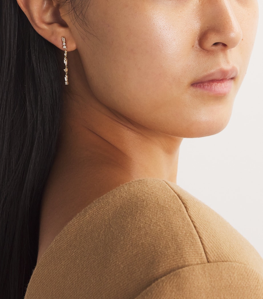 Yellow Gold and Diamond Classic Firework Sparkler Drop Earrings 18K YG/WD Image 2