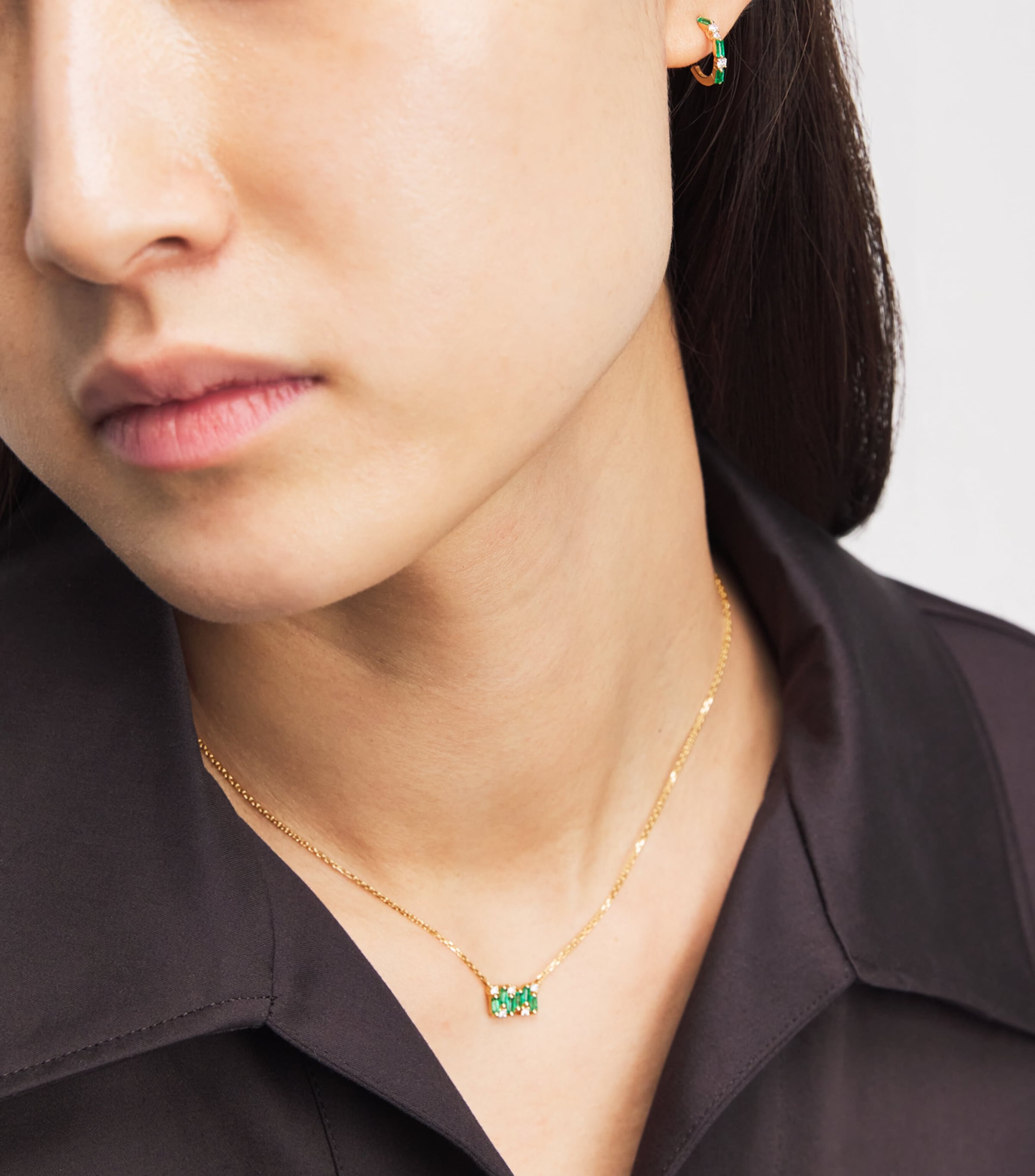 Suzanne Kalan Yellow Gold, Emerald and Diamond Shimmer Pendant Necklace Yg/emer Image 2