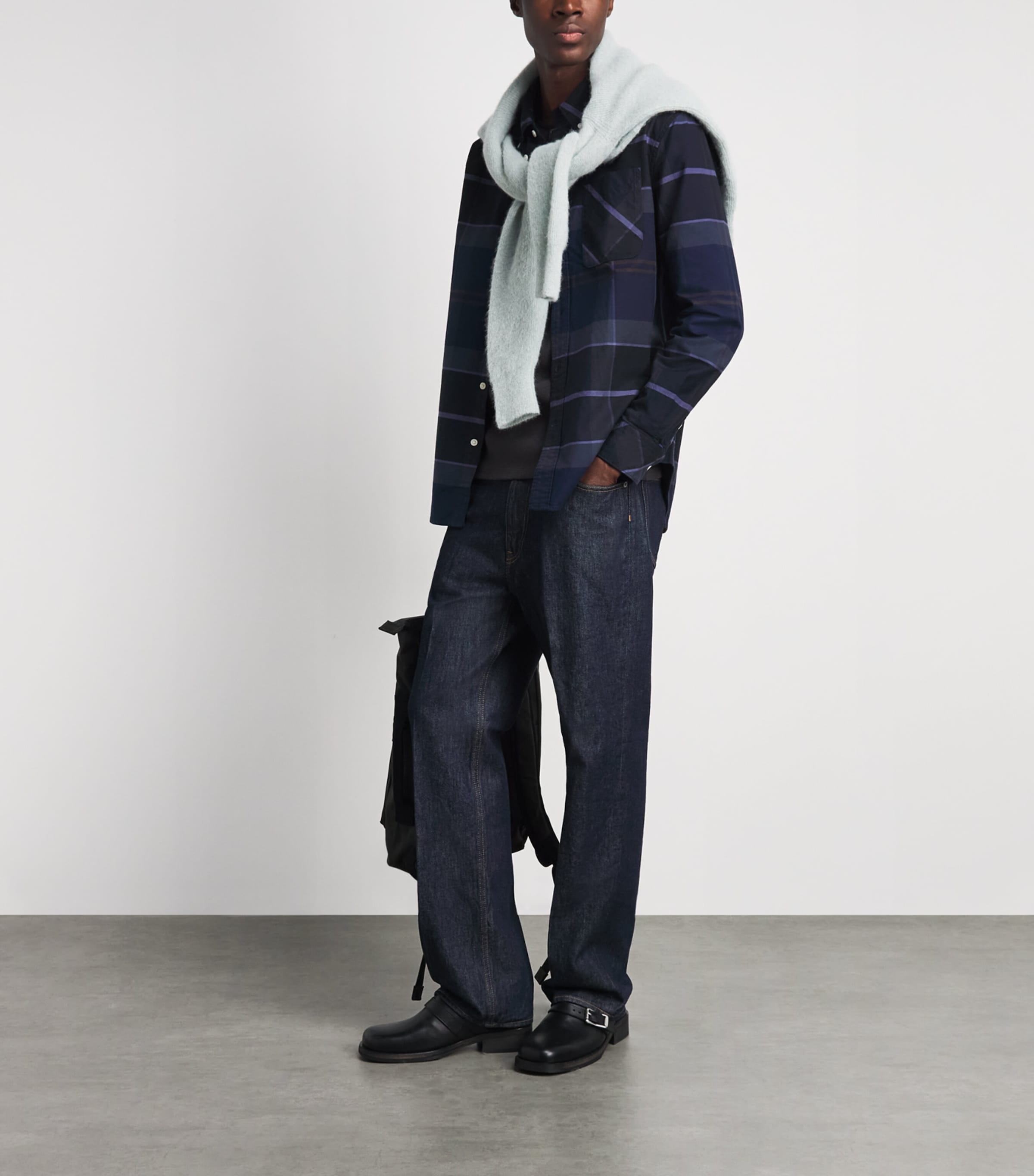 Barbour Mens Cotton Mineral Tartan Dunoon Shirt Midnight Loch Image 2