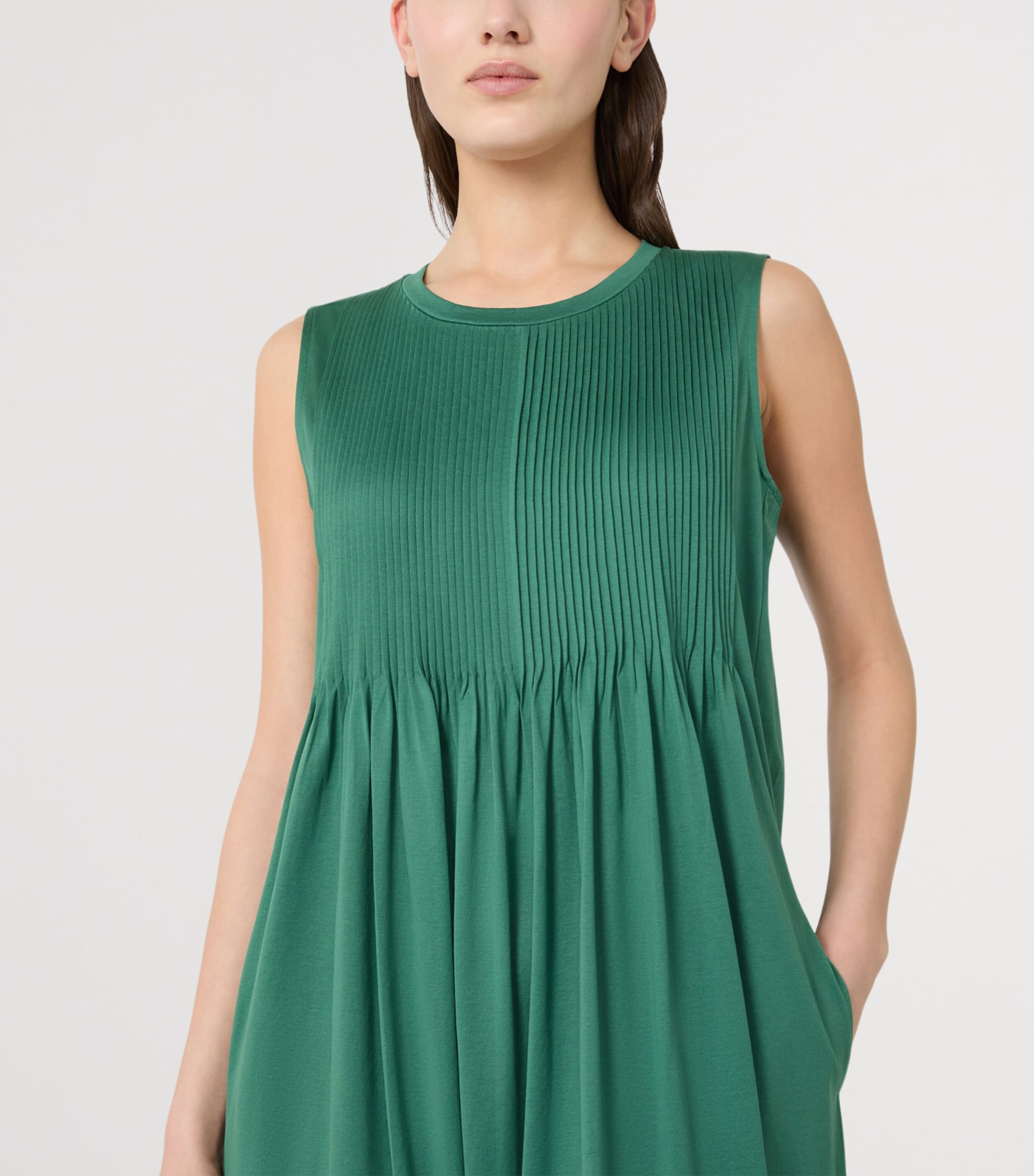 Weekend Max Mara Womens Cotton Pleated Midi Dress Green Image 5