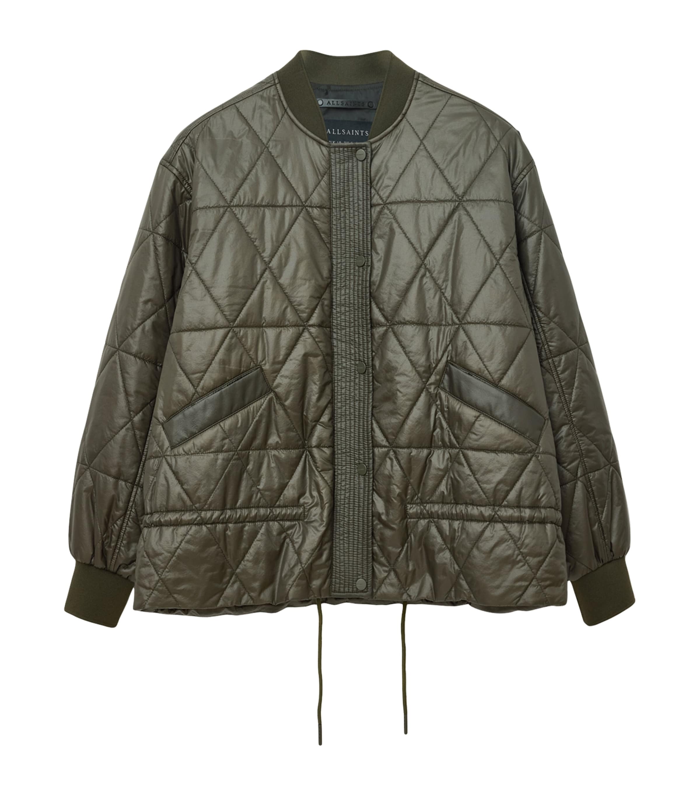 Allsaints Quilted Alii Bomber Jacket In Green