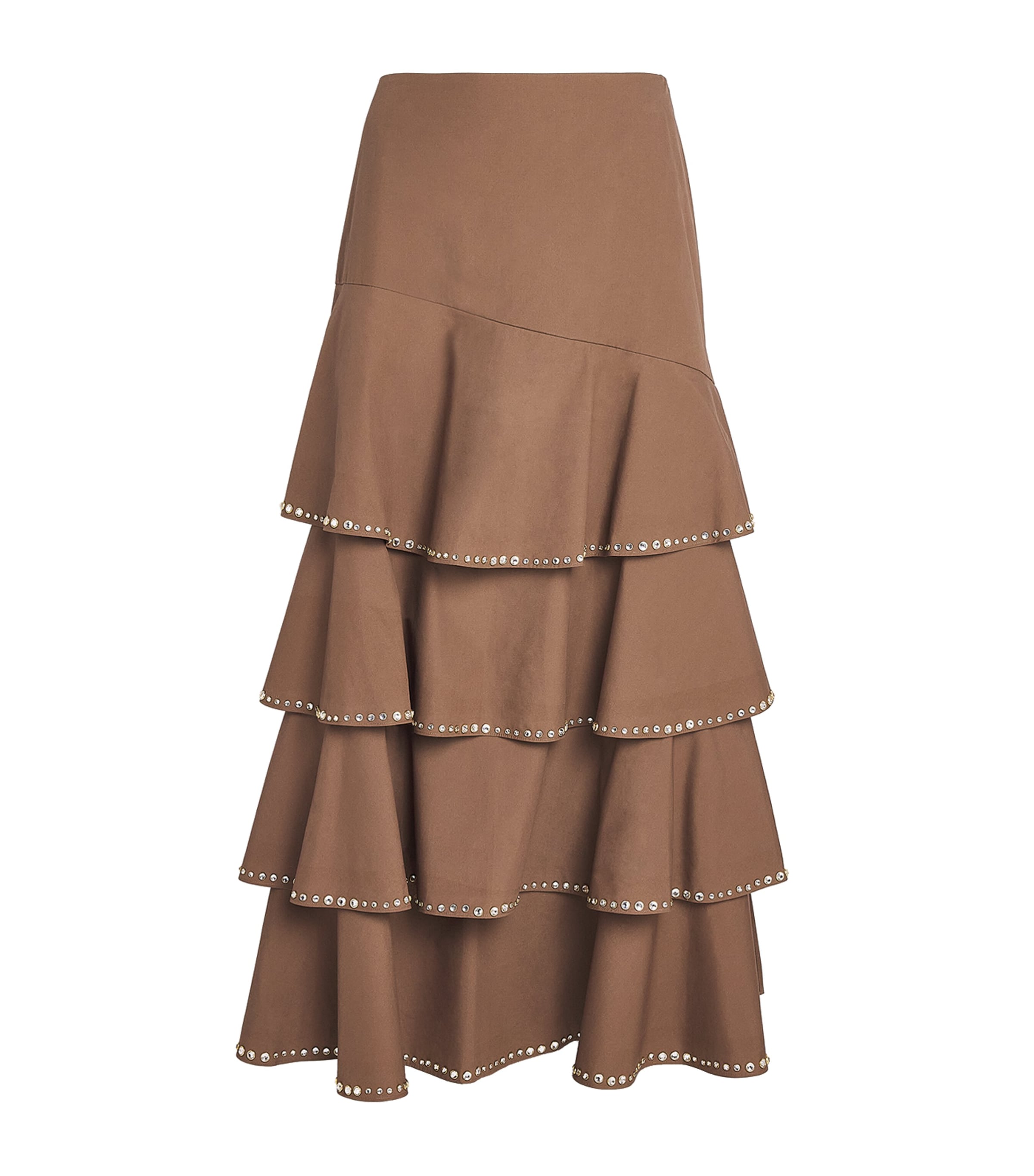 Sandro Paris Womens Cotton Embellished Maxi Skirt Brown Image 1