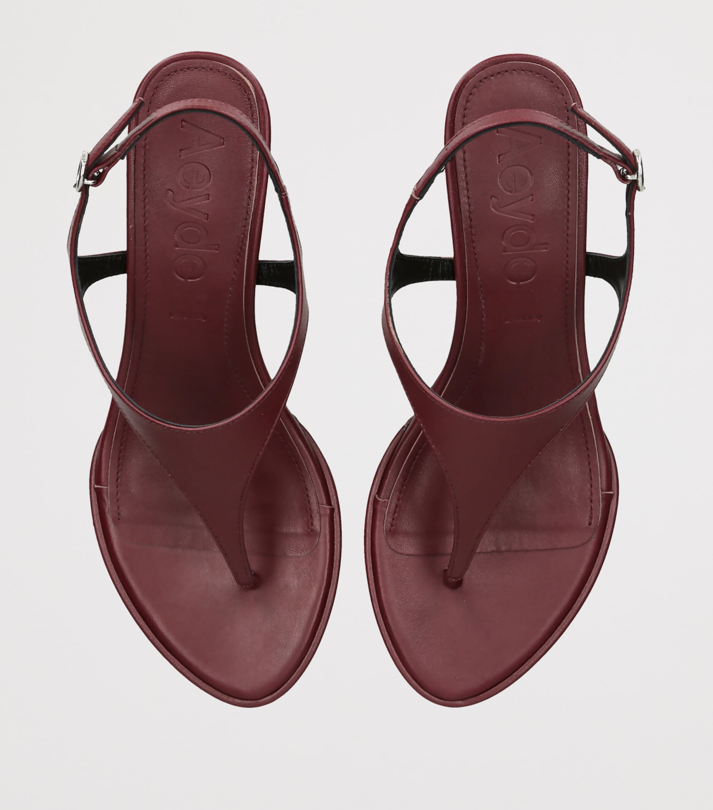 aeyde Leather Roose Wedge Sandals 55 Wine Image 3
