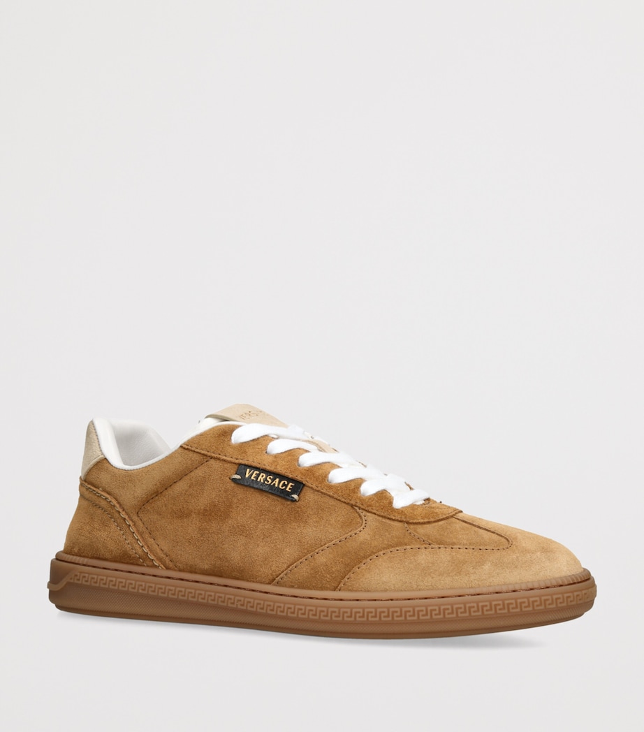 Versace Suede Low-Top Sneakers Tan Image 3