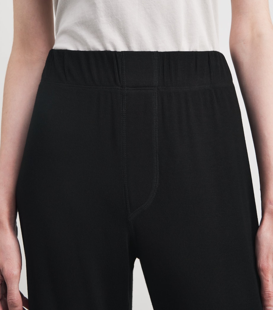 ÉTERNE Womens Cotton-Modal Ribbed Sweatpants Black Image 3