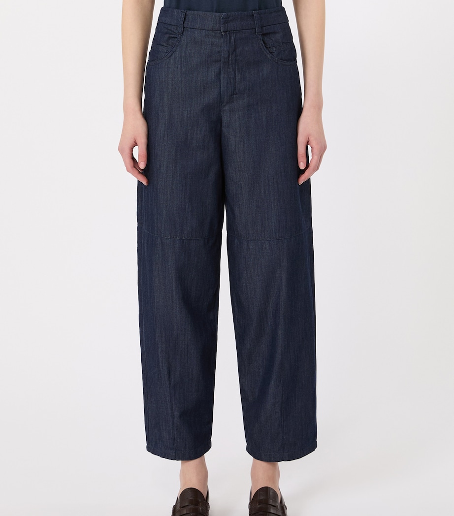 Max Mara Womens Cropped Barrel Jeans Midnightblue Image 3