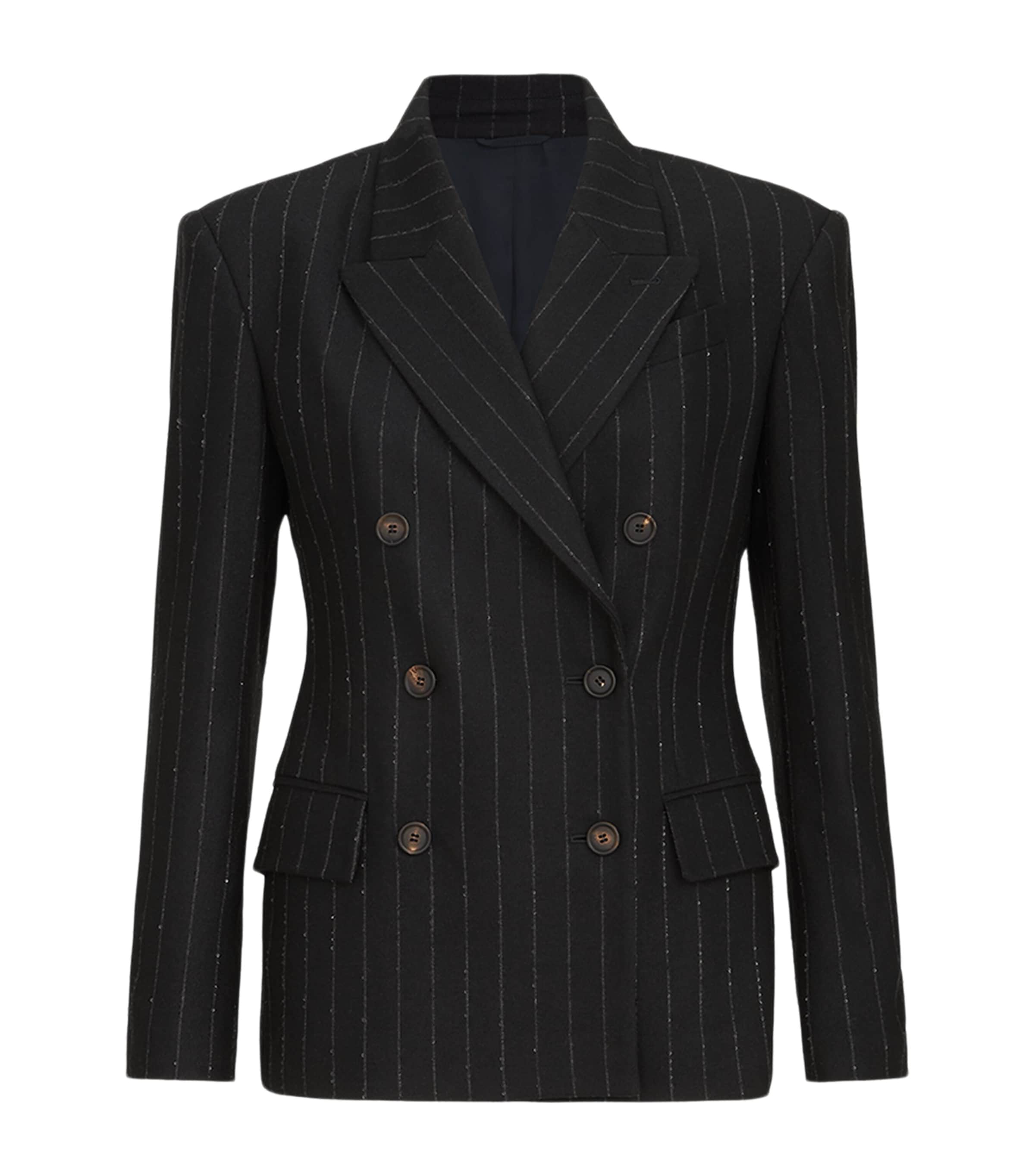 Brunello Cucinelli Womens Virgin Wool-Blend Sequin Pinstripe Blazer Image 1