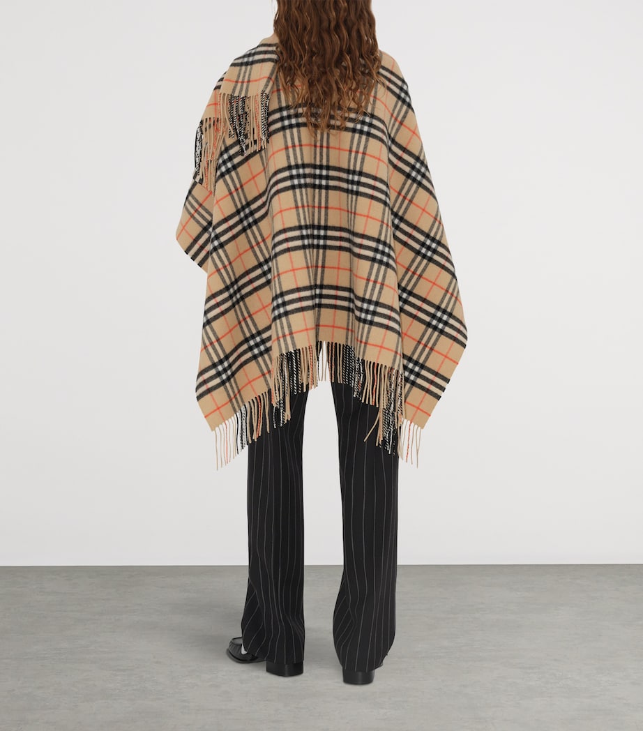 Wool-Cashmere Check Cape SAND Image 4