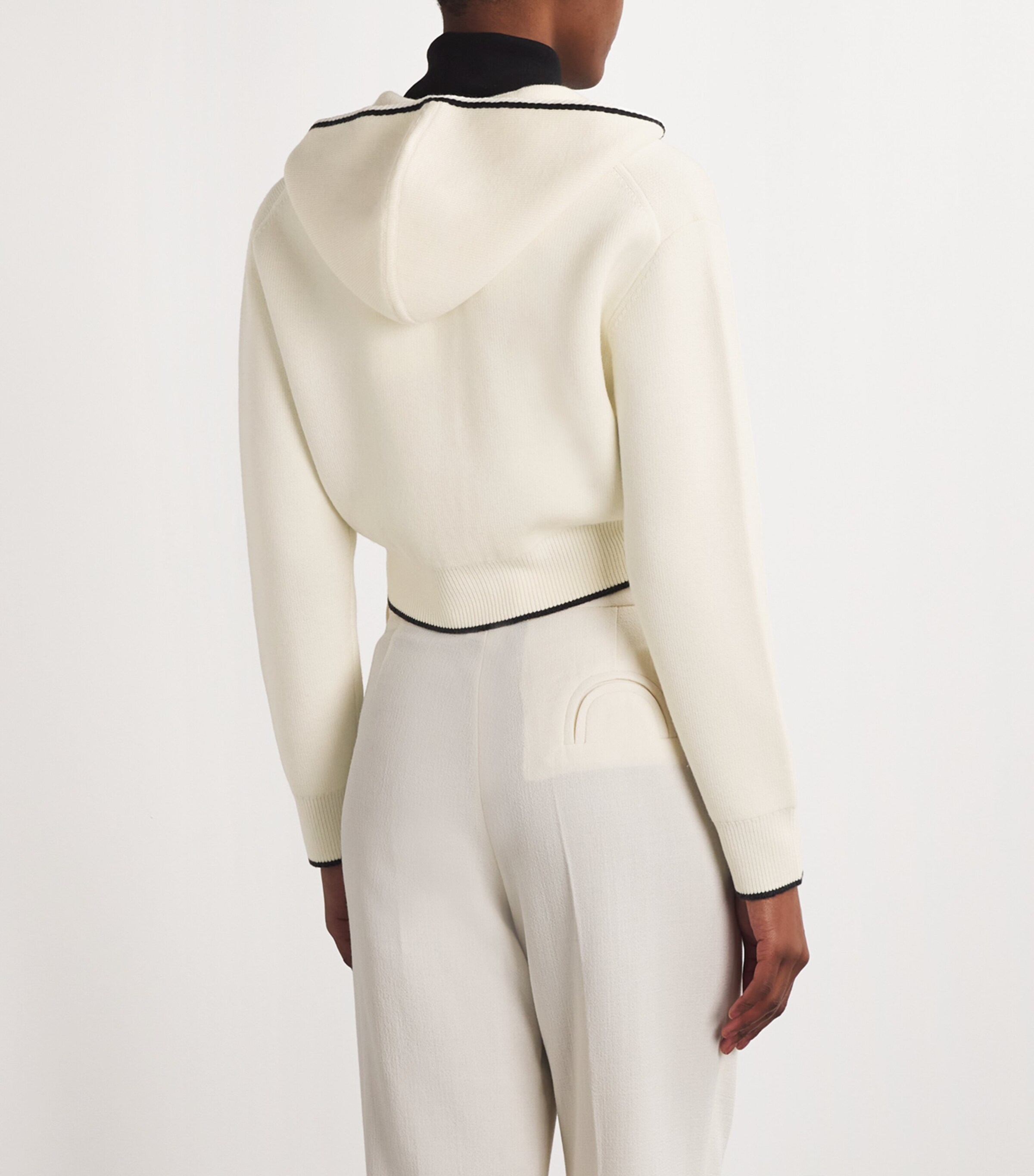 Theory Womens Merino Wool-Blend Hooded Cardigan White Multi Image 4