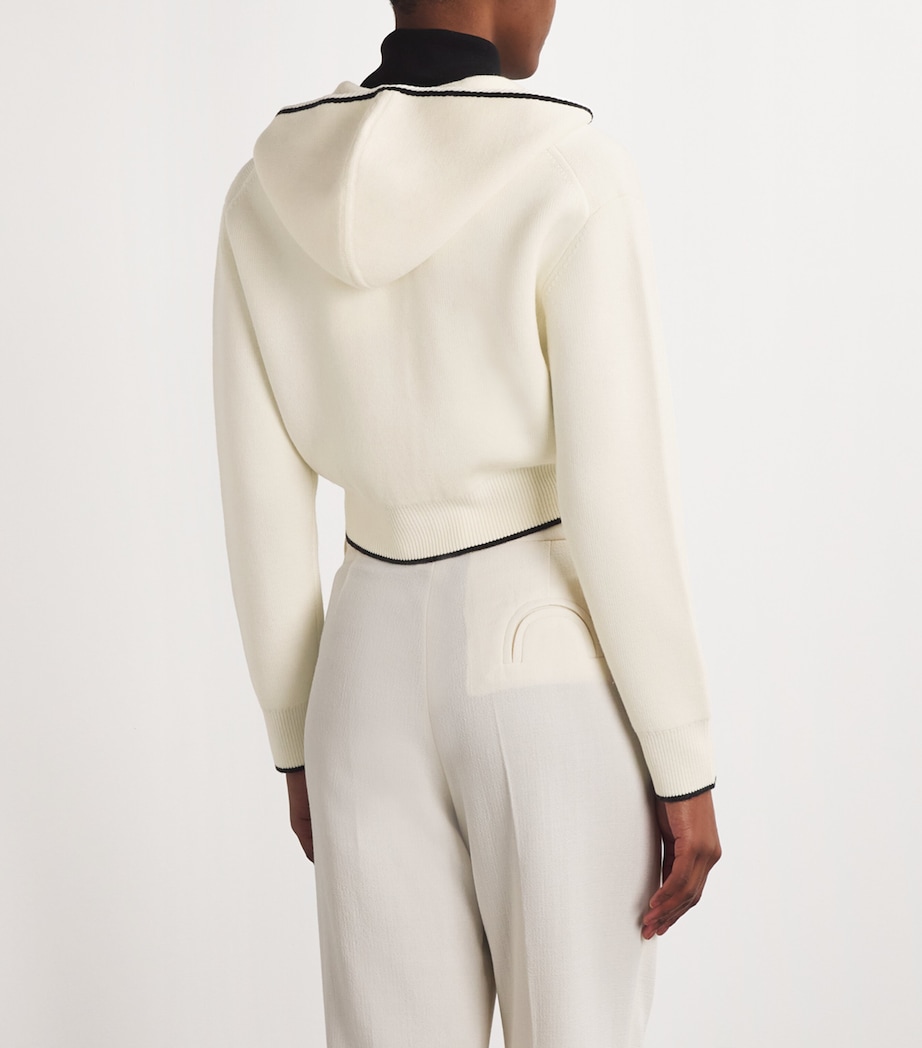 Theory Womens Merino Wool-Blend Hooded Cardigan White Multi Image 4