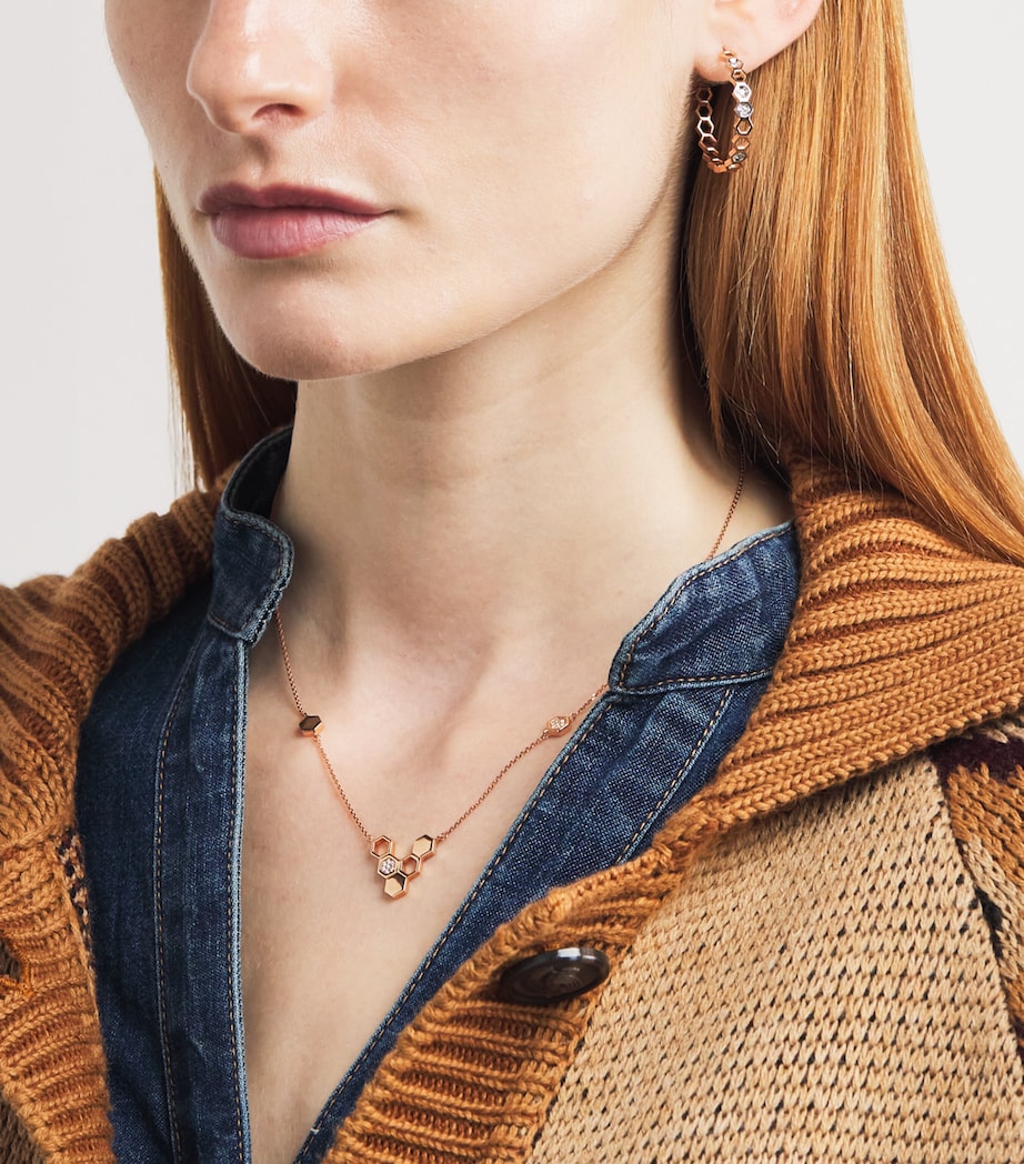Rose Gold and Diamond Honeycomb Necklace ROSE GOLD Image 2