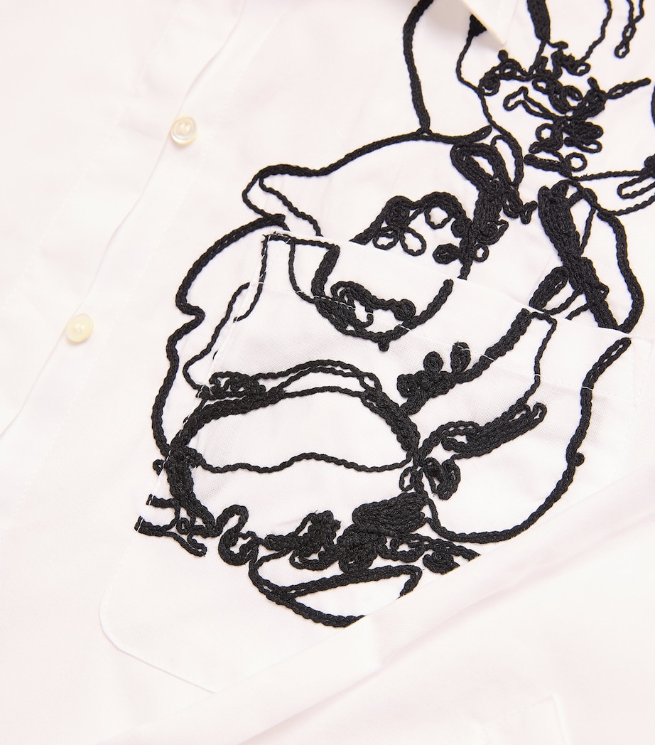 Embroidered Button-Down Shirt OPTICAL WHITE Image 5