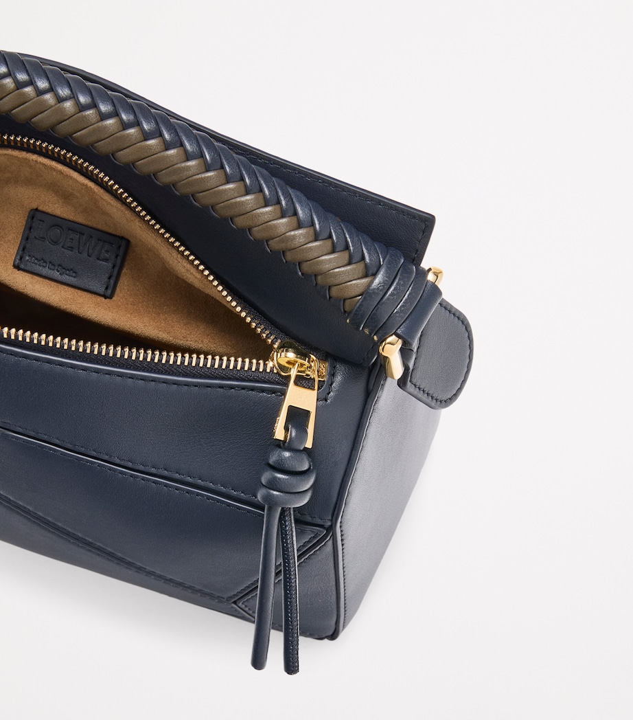 Small Leather Puzzle Top-Handle Bag DARK INK/DARK KHAKI Image 9