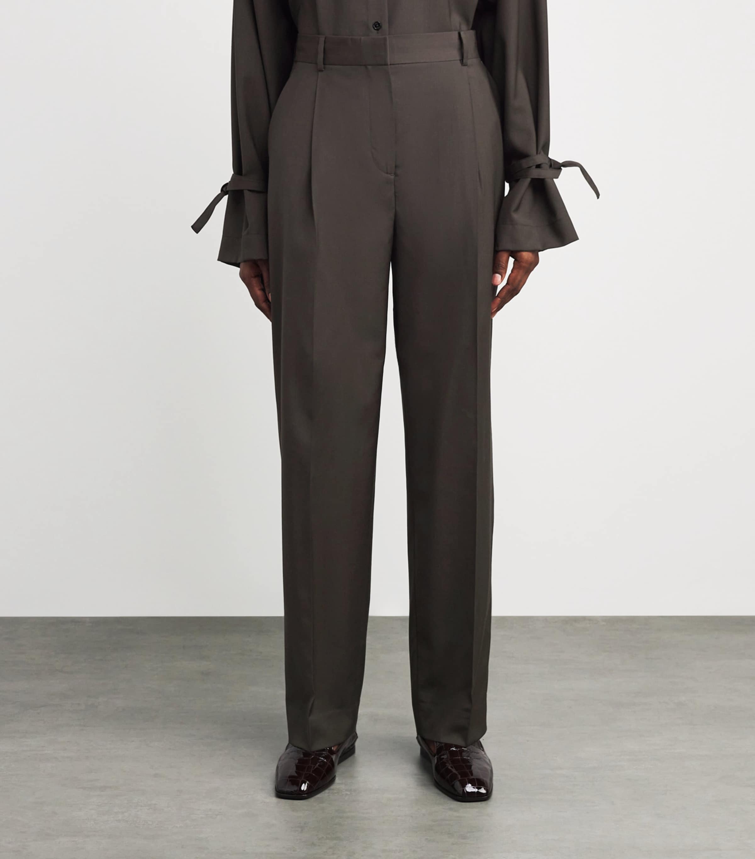 Wool Pleated Trousers 273 PEPPER Image 3