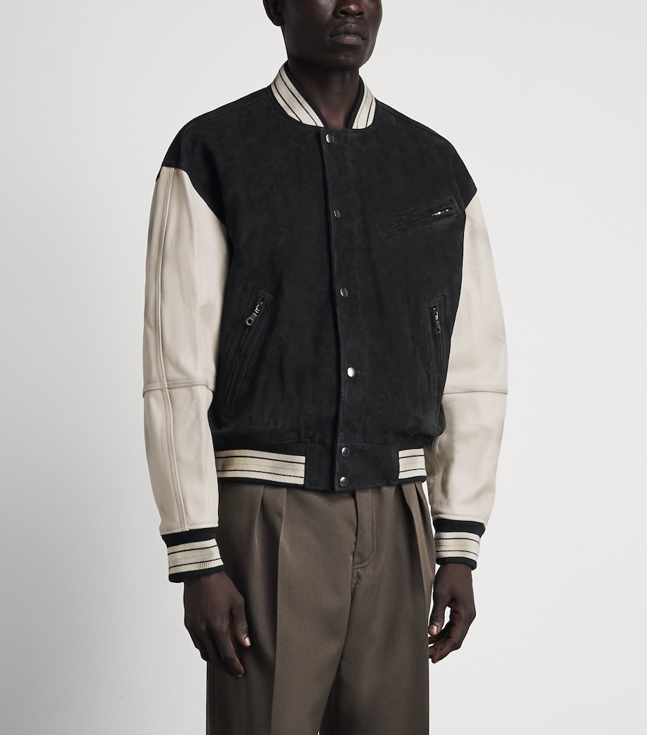 Coor Mens Suede Varsity Jacket Black Image 4