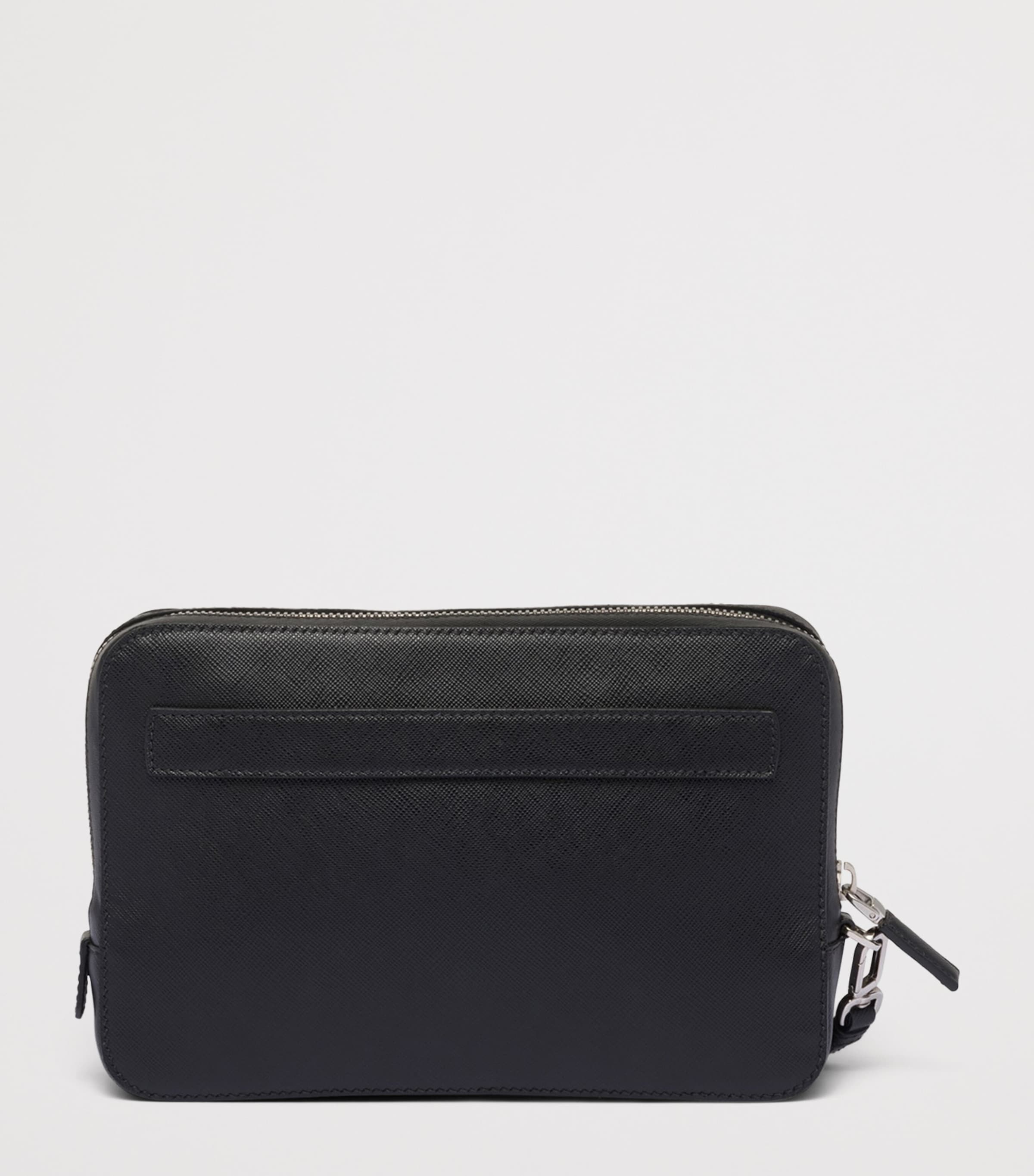 Prada Saffiano Leather Pouch Black Image 5