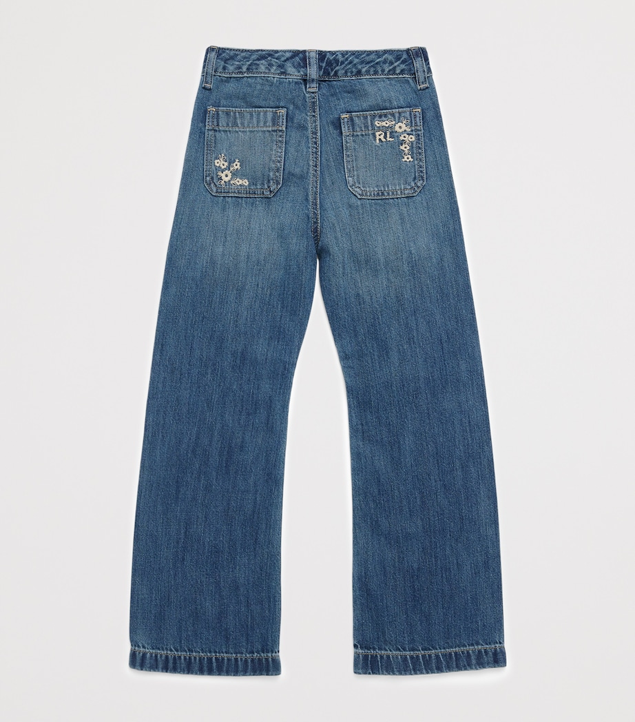 Ralph Lauren Kids Embroidered Flared Jeans (2-6 Years) Tulare Wash Image 2
