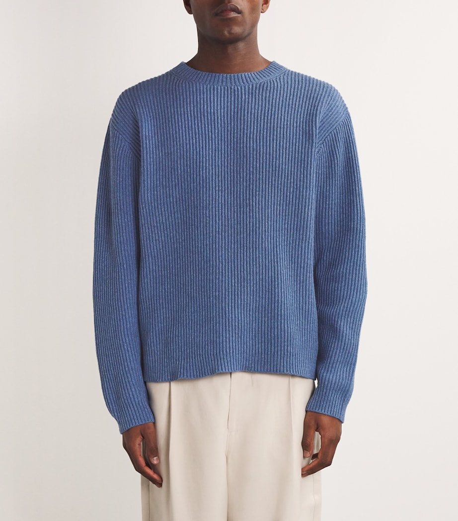 COMMAS Mens Cotton-Wool Fisherman Rib Sweater Azure Image 3