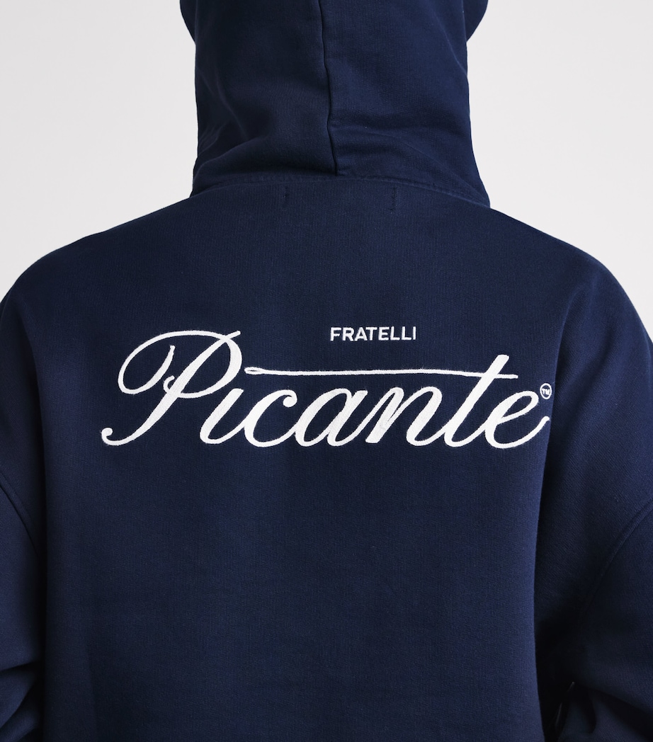 Picante Mens Organic Cotton Tailor Logo Hoodie Navy Image 3