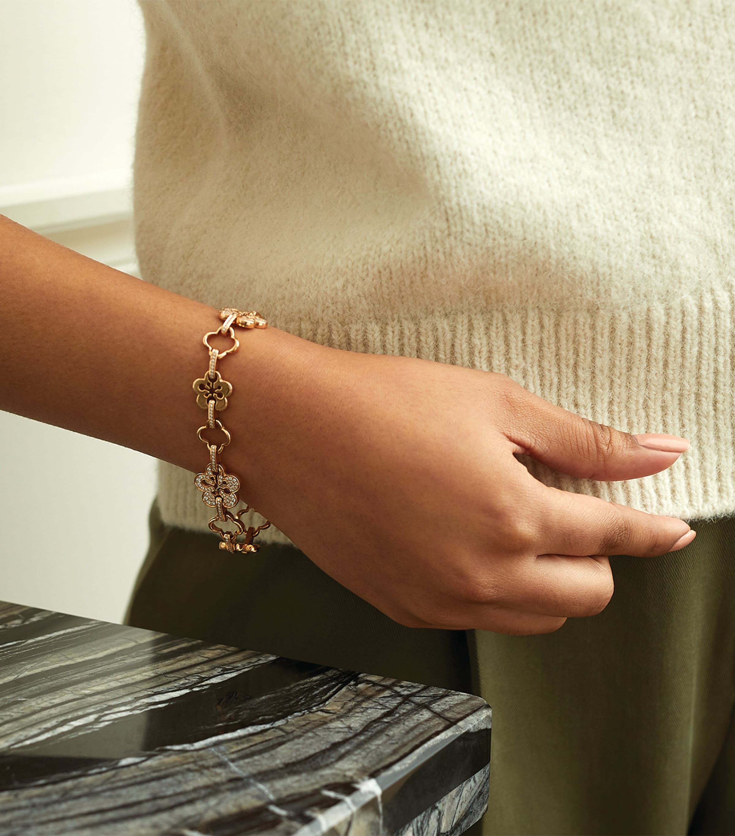 Rose Gold and Diamond Blossom Classic Bracelet ROSE GOLD Image 2