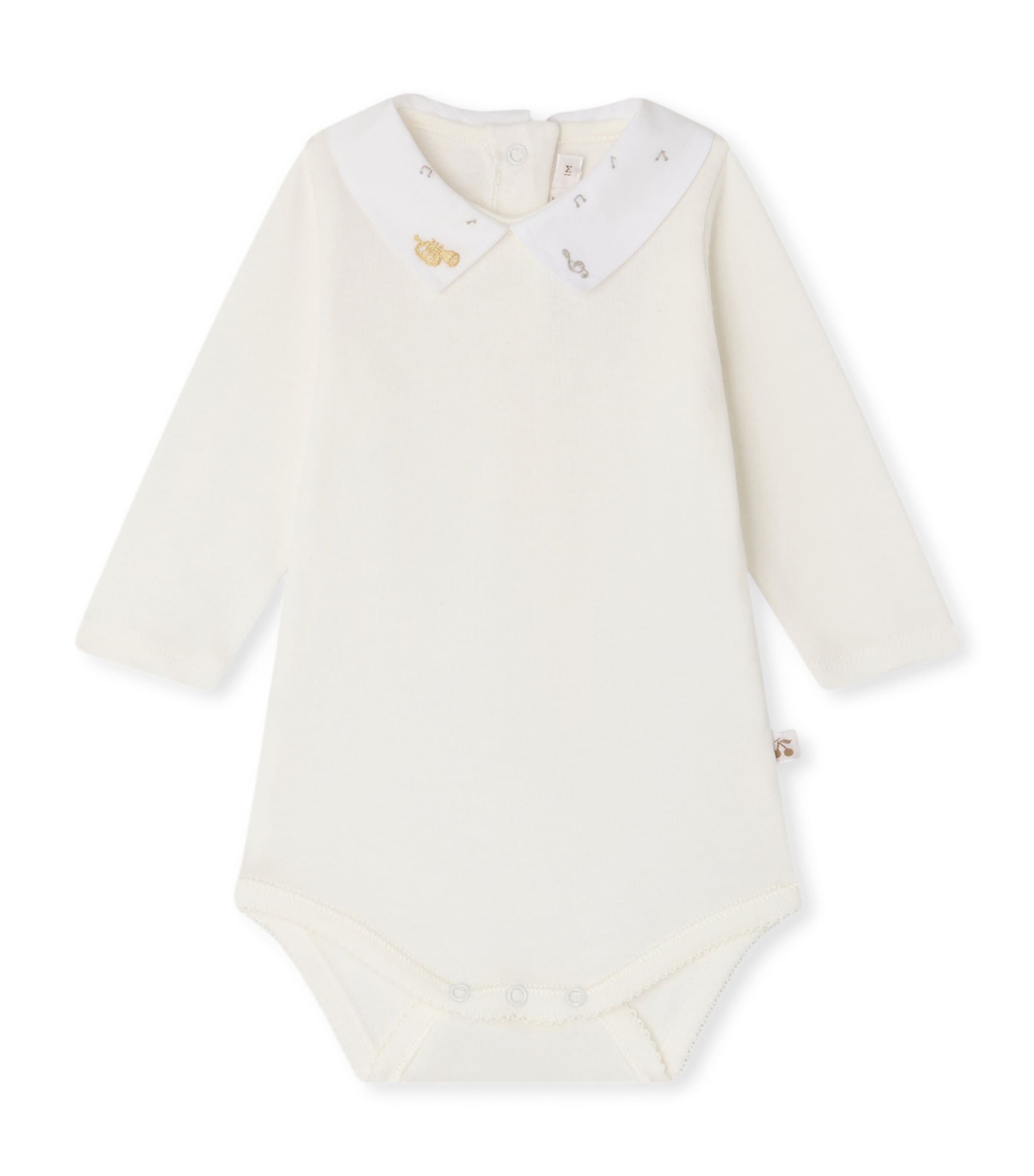 Bonpoint Musical Embroidered Bodysuit (1-24 Months) Blanc Lait Image 1