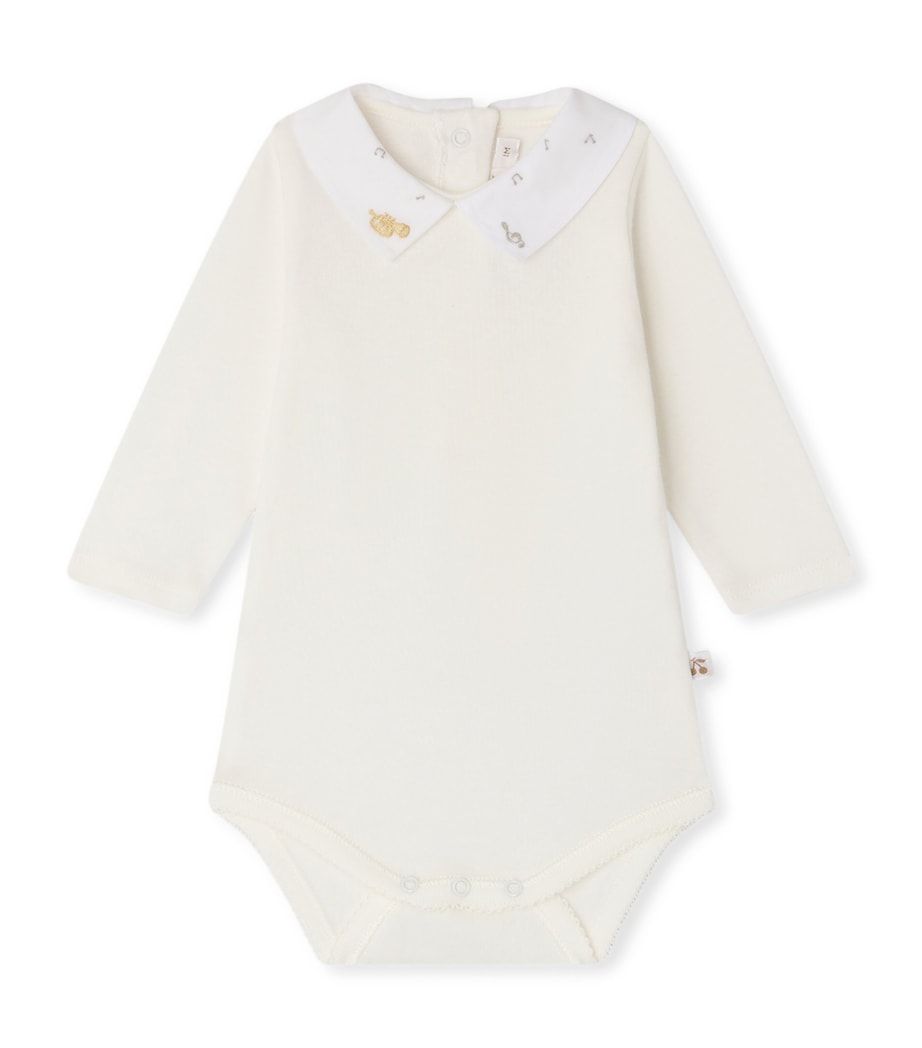 Bonpoint Musical Embroidered Bodysuit (1-24 Months) Blanc Lait Image 1