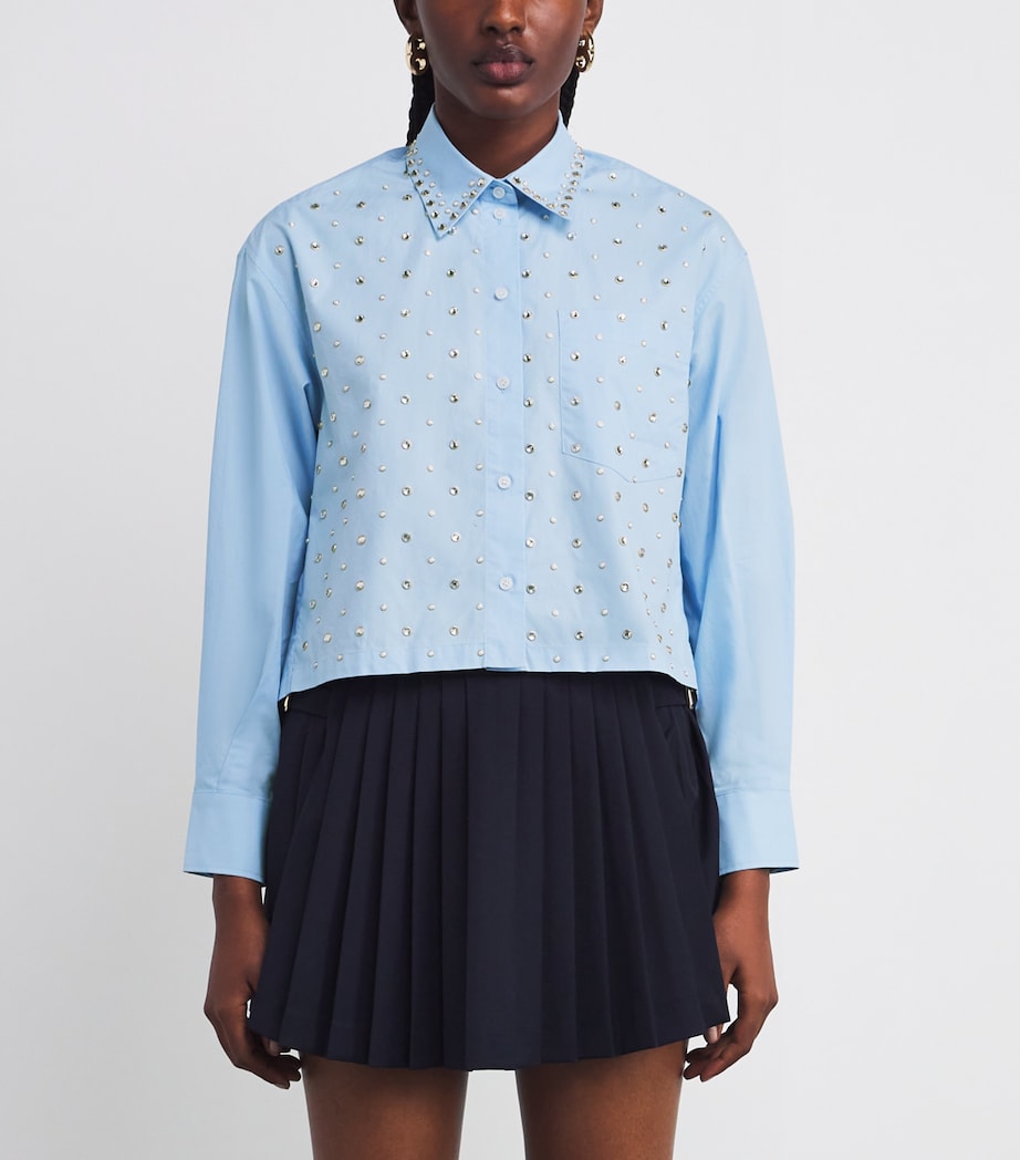 Cotton Rhinestone Shirt SKY BLUE Image 3